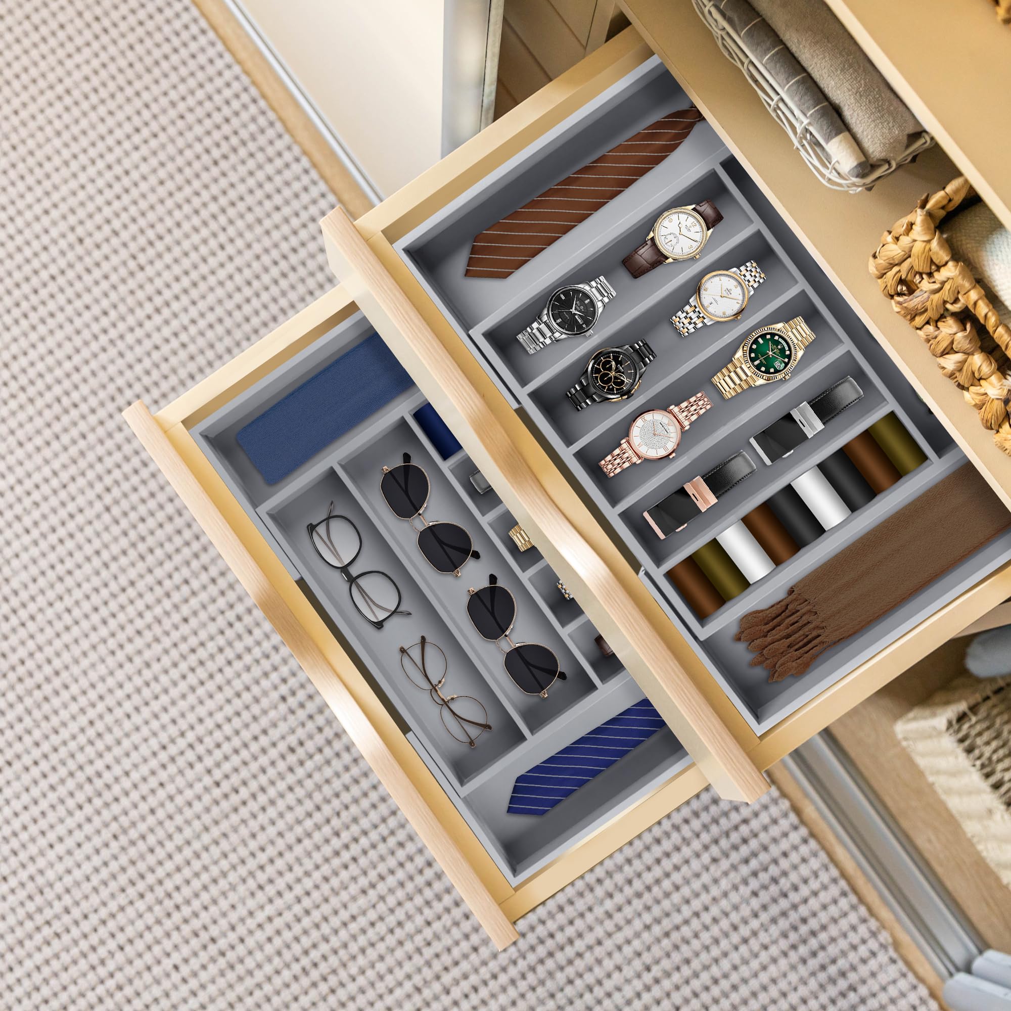 Large Premium Bamboo Silverware Organizer