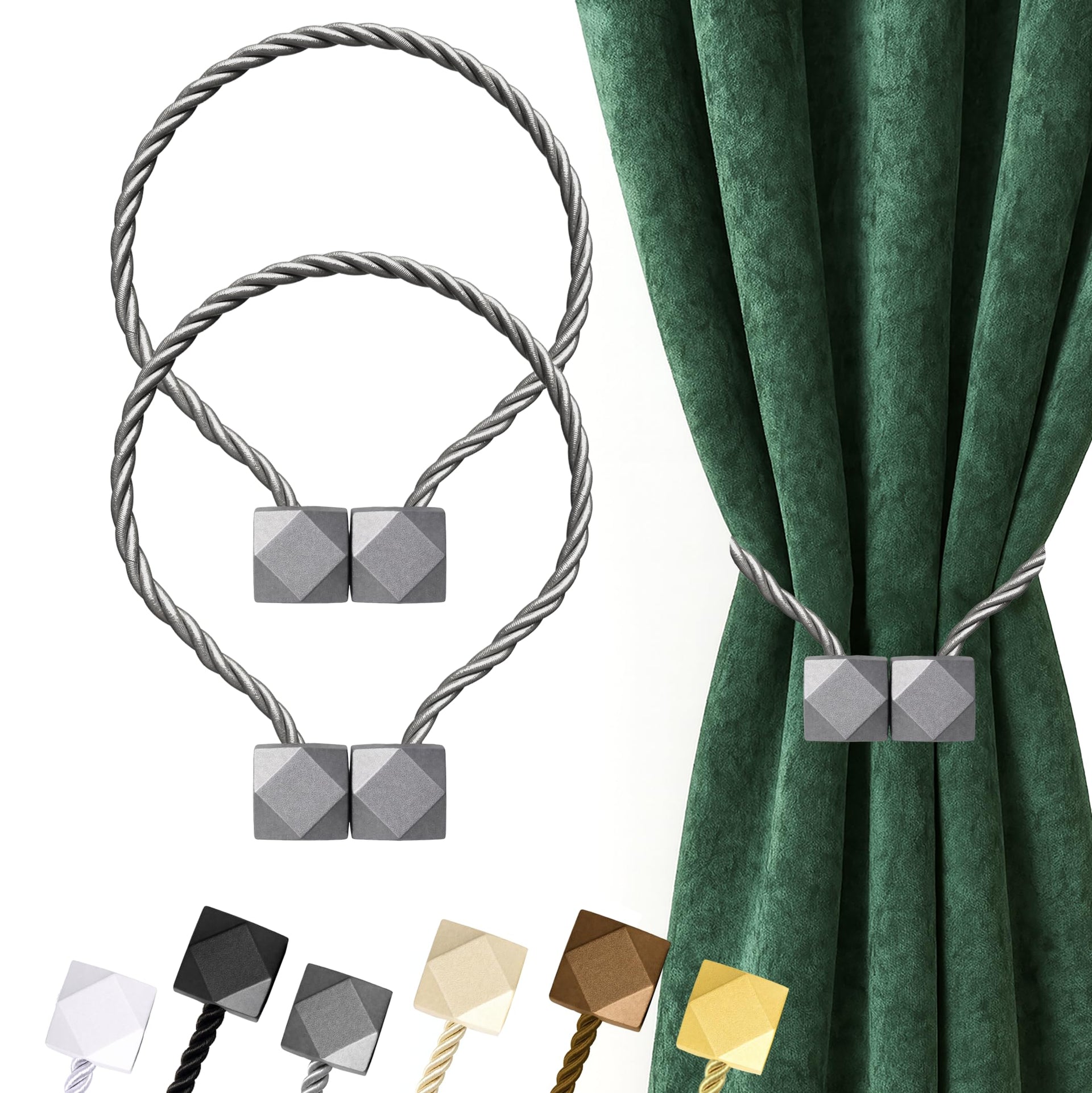 Magnetic Curtain Tiebacks Grey 2pcs