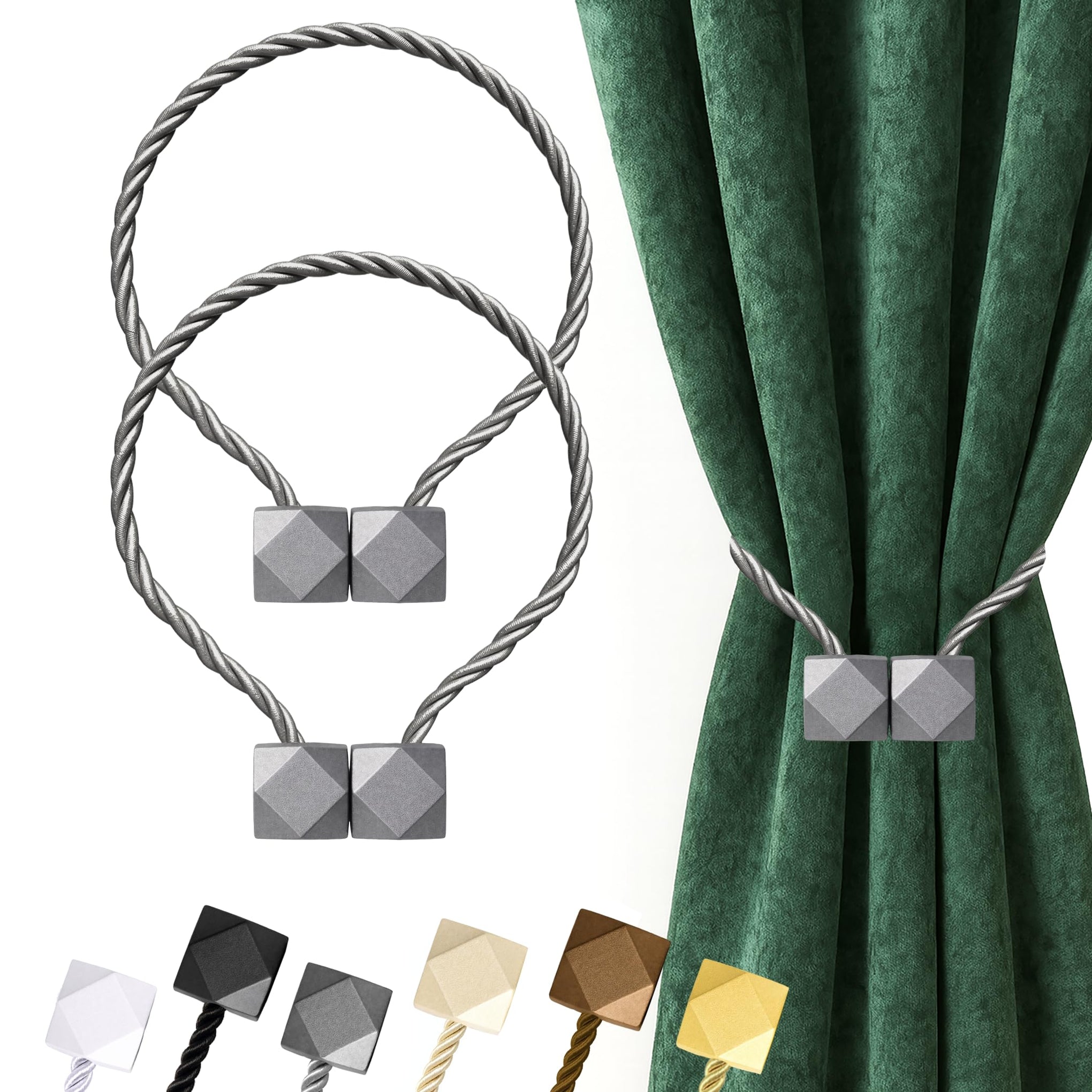 Magnetic Curtain Tiebacks Grey 2pcs
