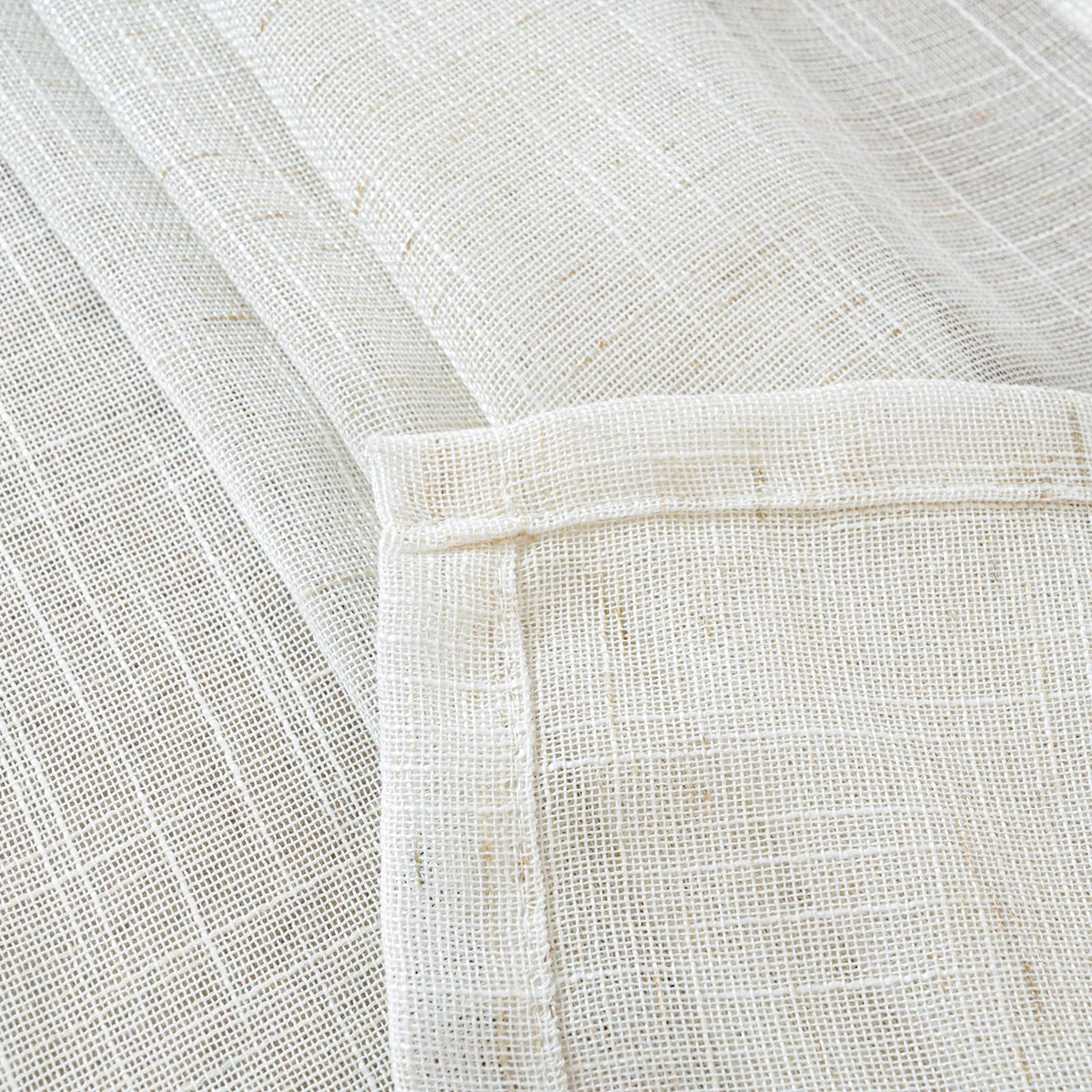Linen Semi Sheer Curtains 40 Inch Length for Kitchen Window (2 Count)