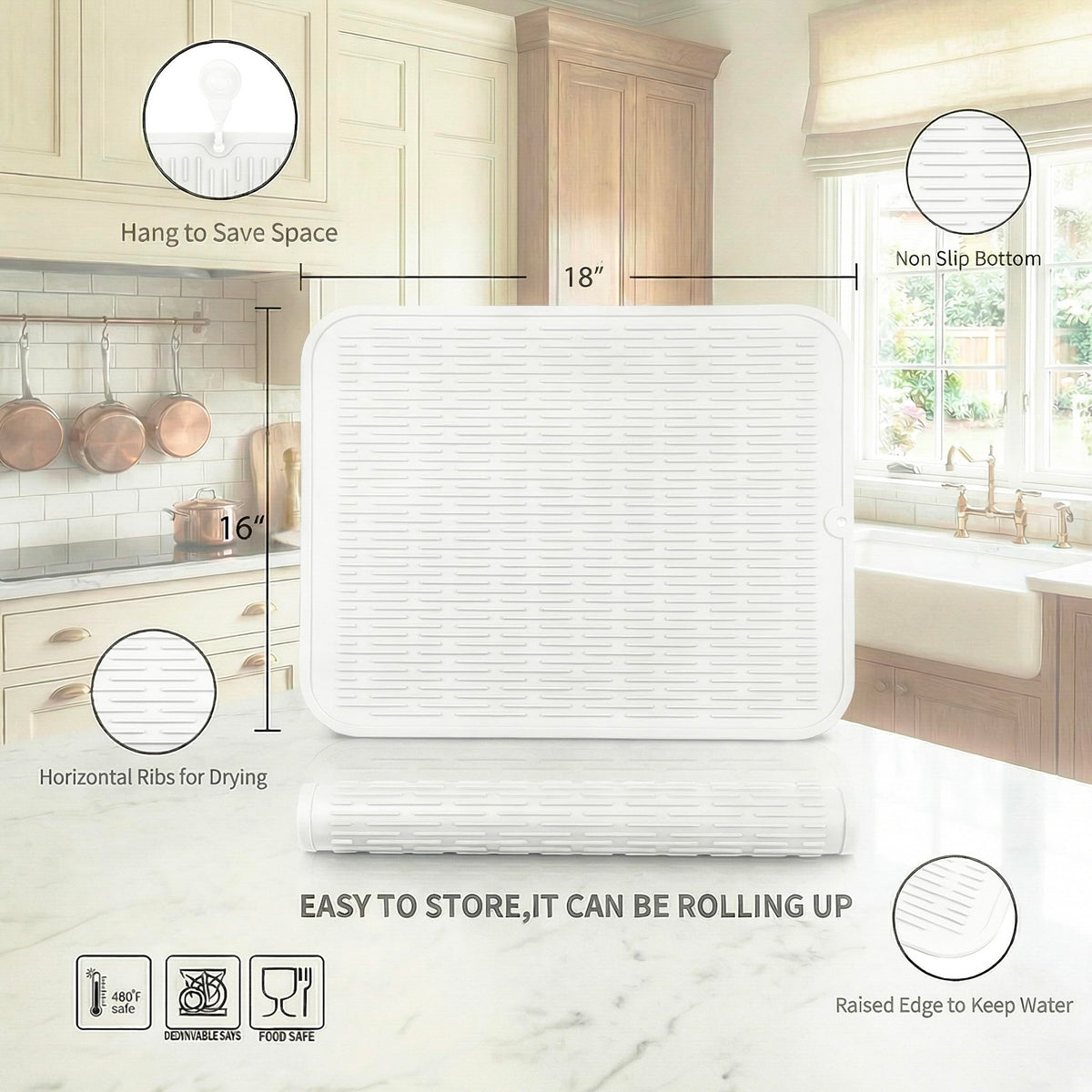 Silicone Dish Drying Mat for Multiple Usage