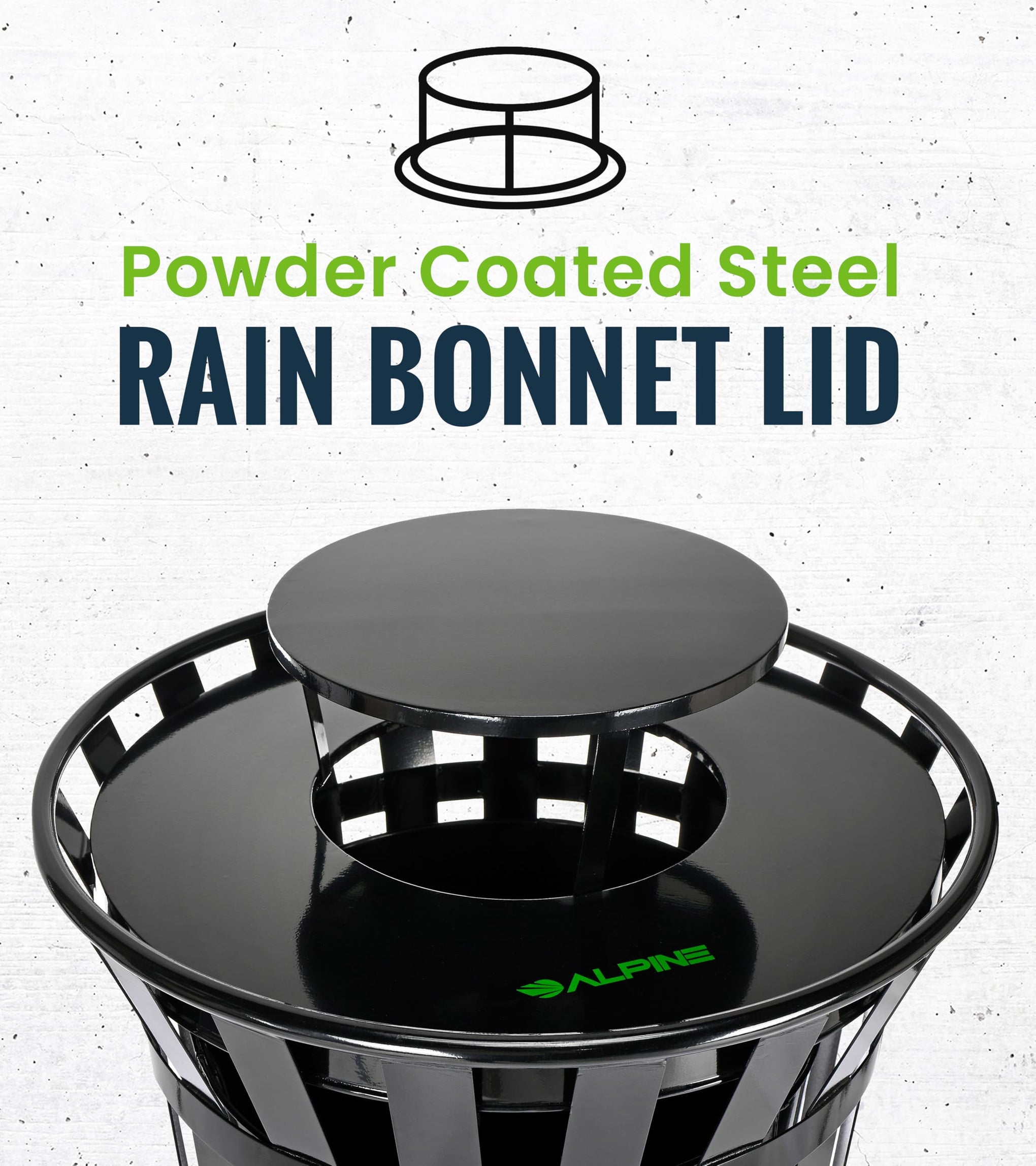 Trash can Lid for Alpine Commercial Outdoor Trash Can