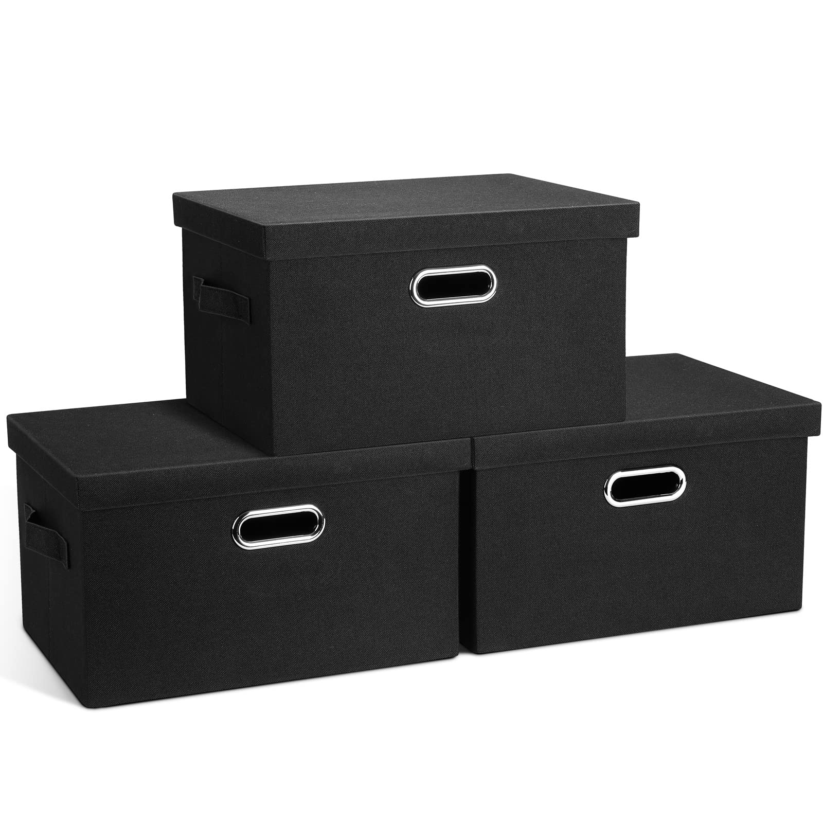 Medium 15" 21 Quart Collapsible Stackable Storage Bins with Lids (3 Count)