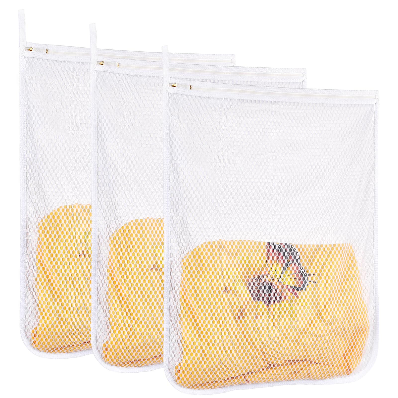3 pcs Durable Honeycomb Mesh Laundry Bags for Delicates 16" x 19" (3 Count)