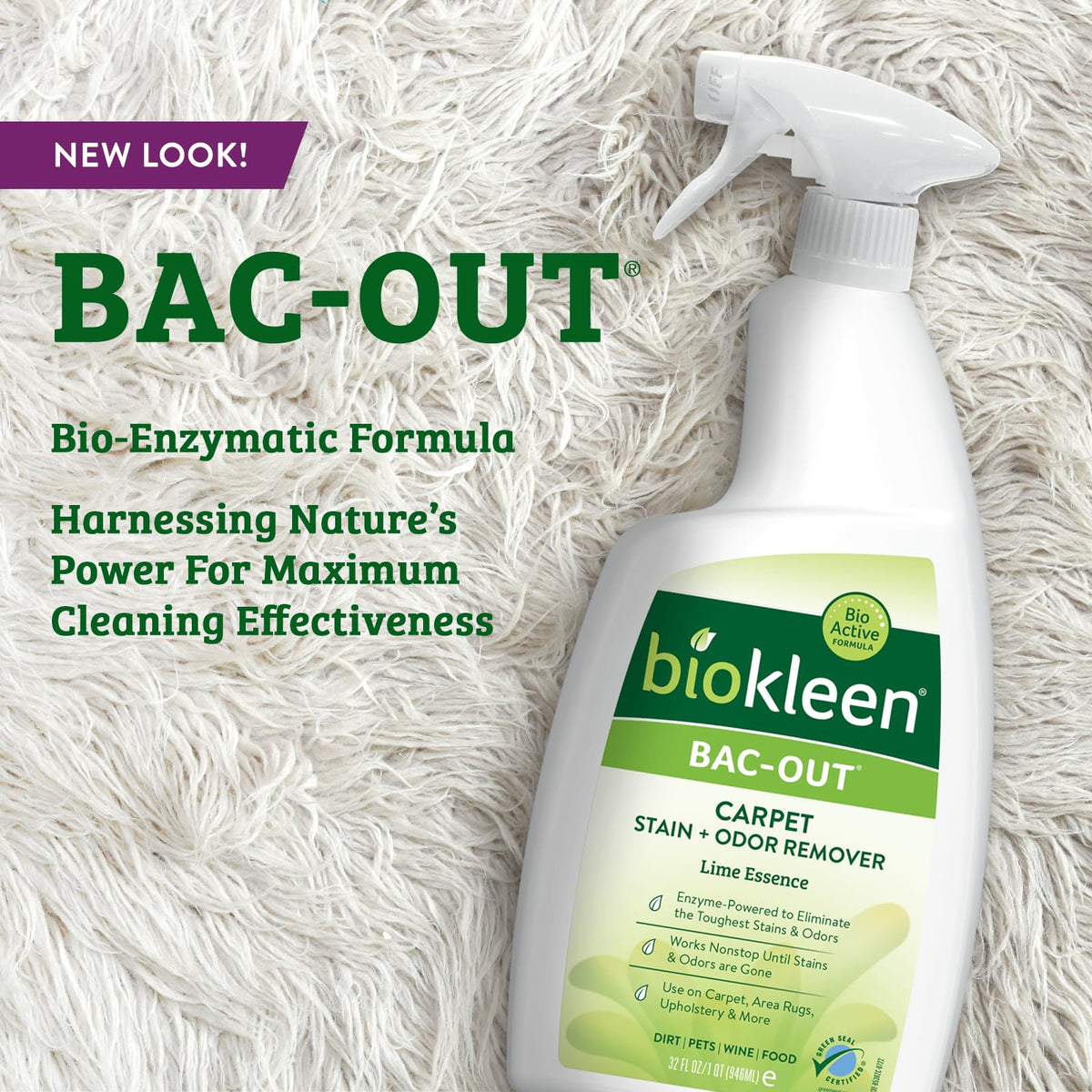 Bac Out Stain Remover for Clothes & Carpet (32 Fl Oz)
