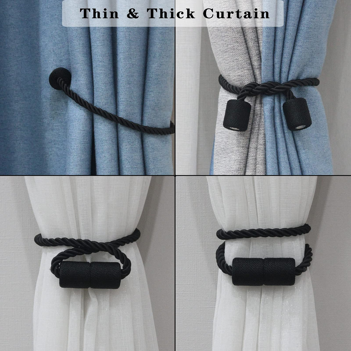 Magnetic Curtain Tiebacks Holdbacks Decorative Tie Backs for Windows Porlau (2 Count)