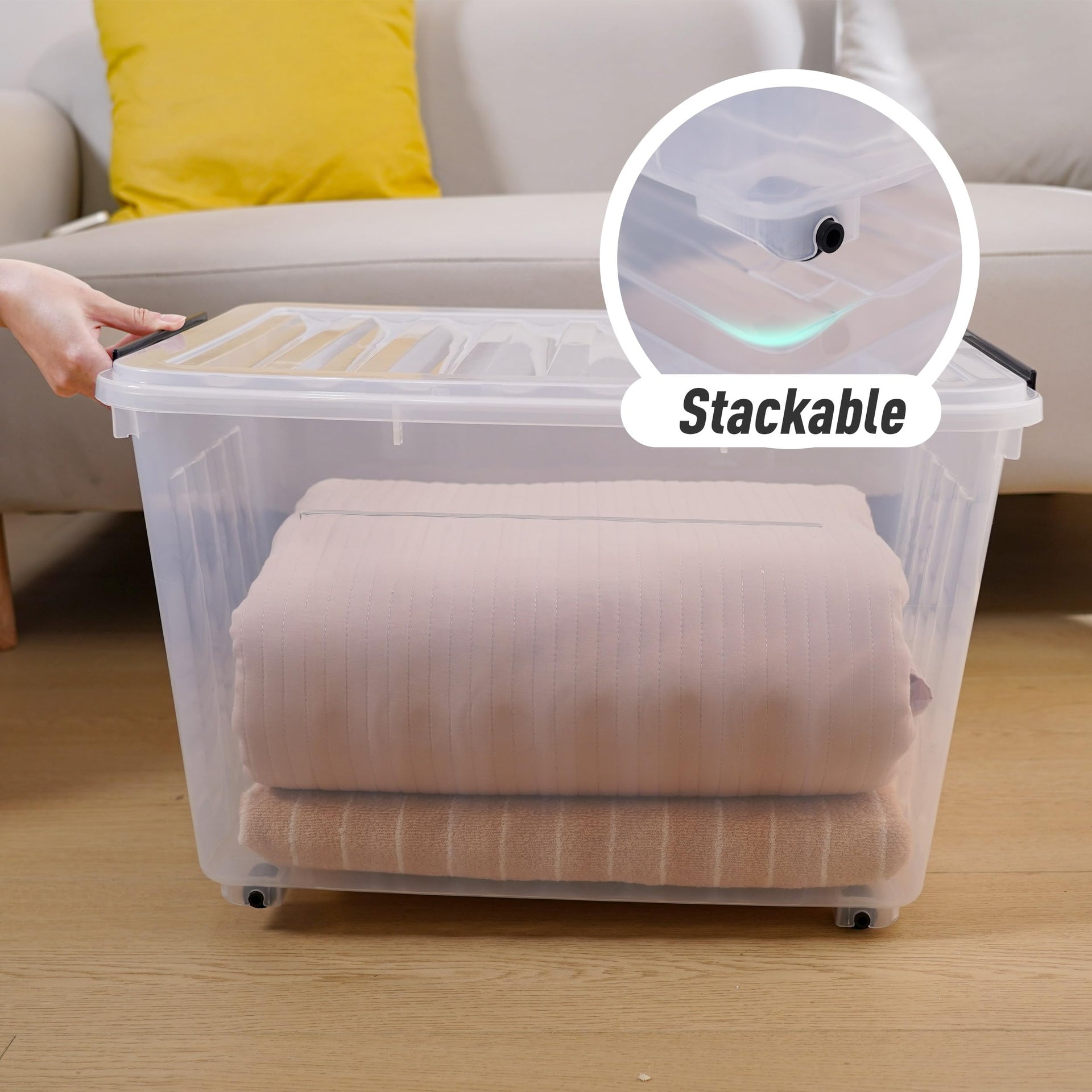 82 Quart Large Clear Plastic Storage Bins with Lids 2 (2 Count)