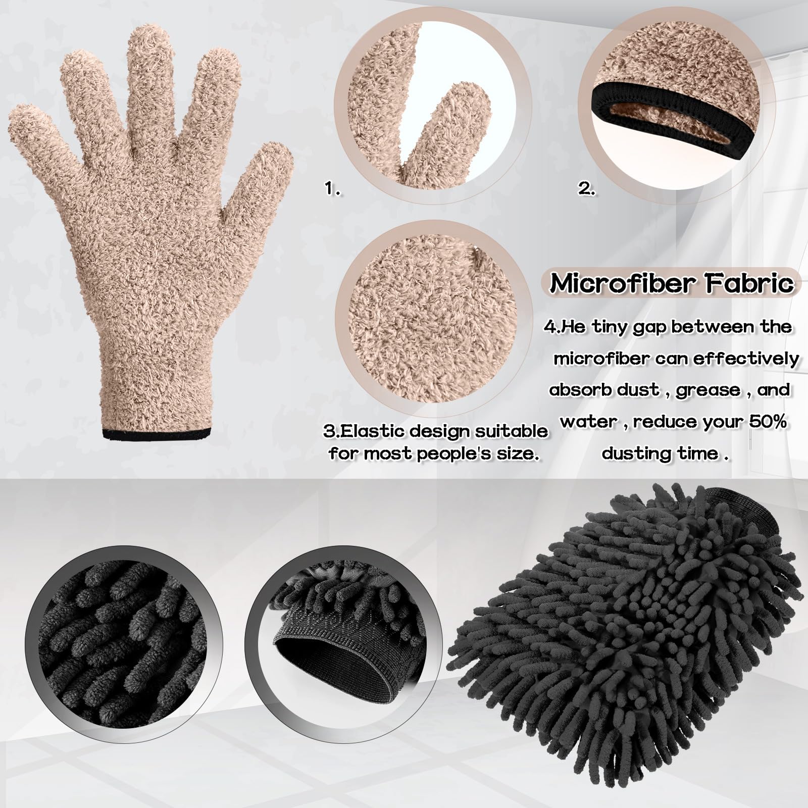 6 Pcs Micro Dusting Mitt Plant Cleaning