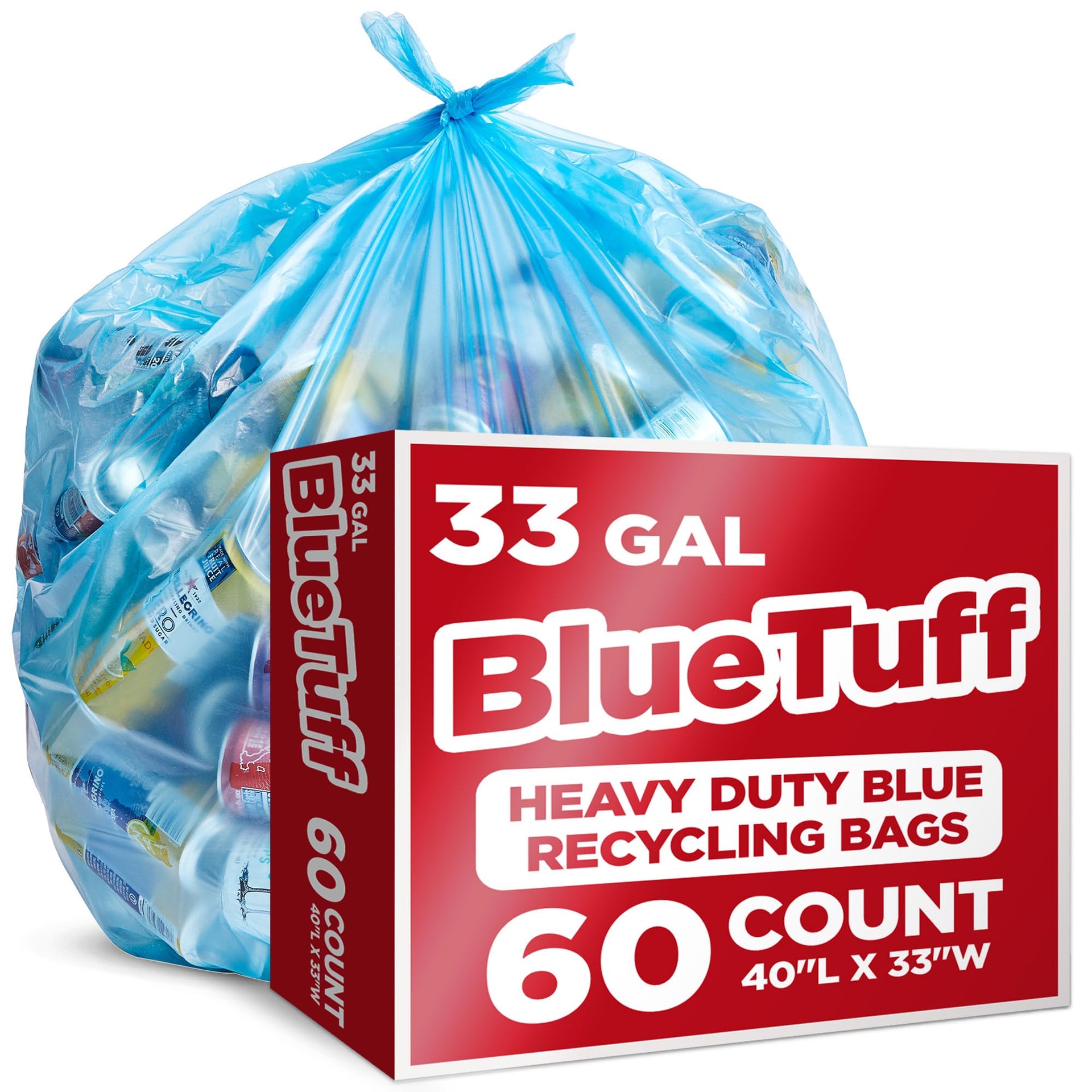 Heavy Duty Blue Recycling Bags (60 Count)
