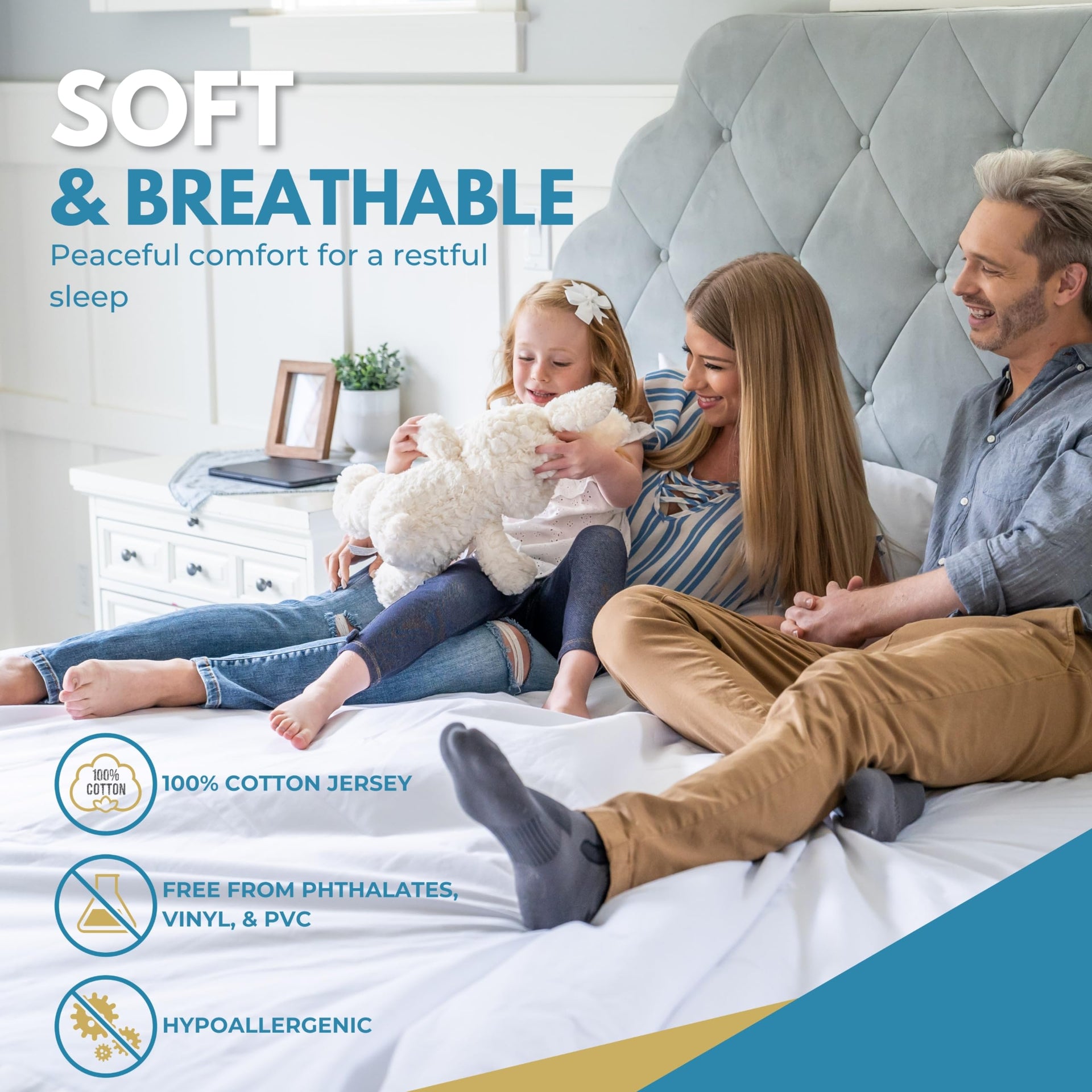 Rest Line 100% Cotton Waterproof Zippered Mattress Encasement