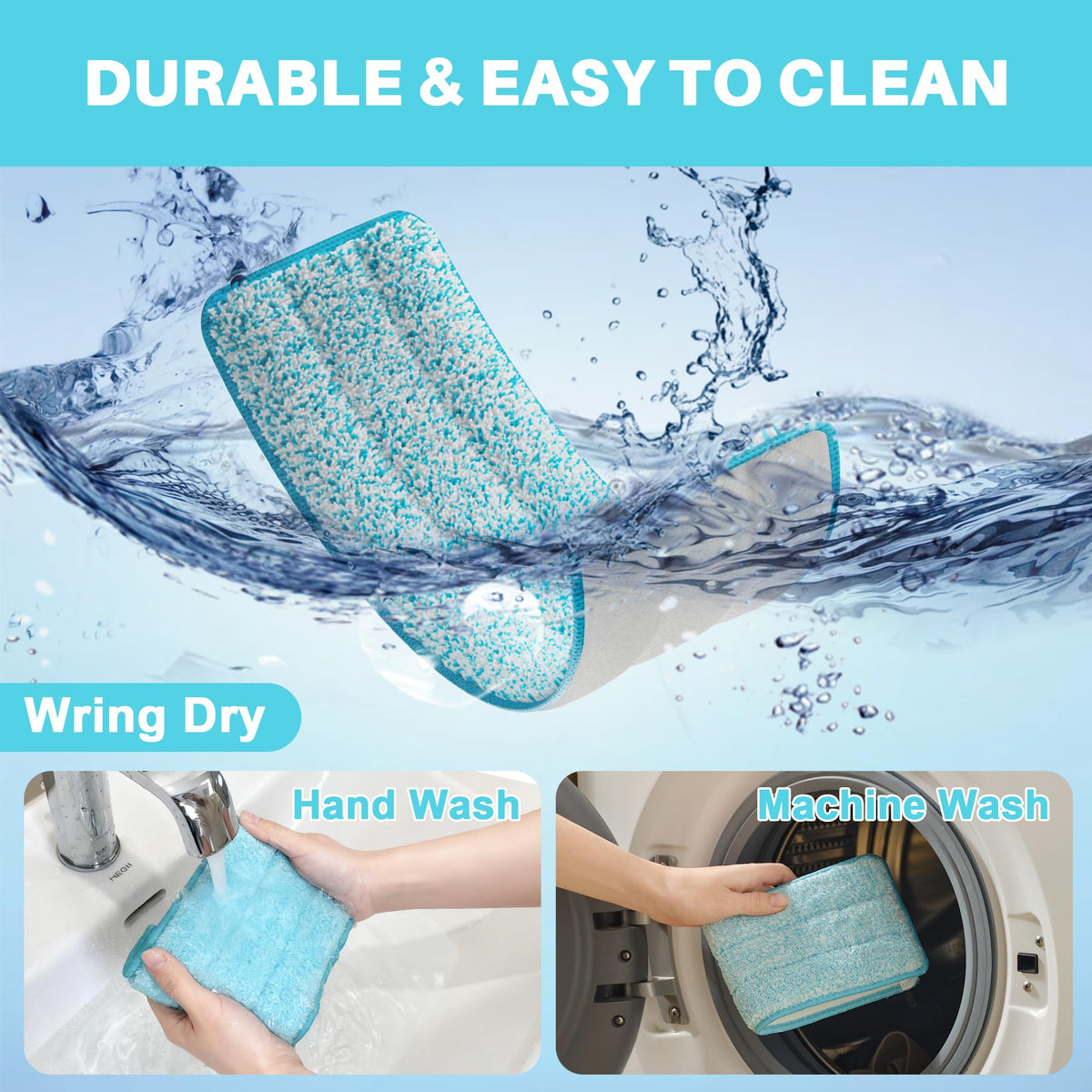 Microfiber Replacement Pads for Flat Mop System (4 Count)