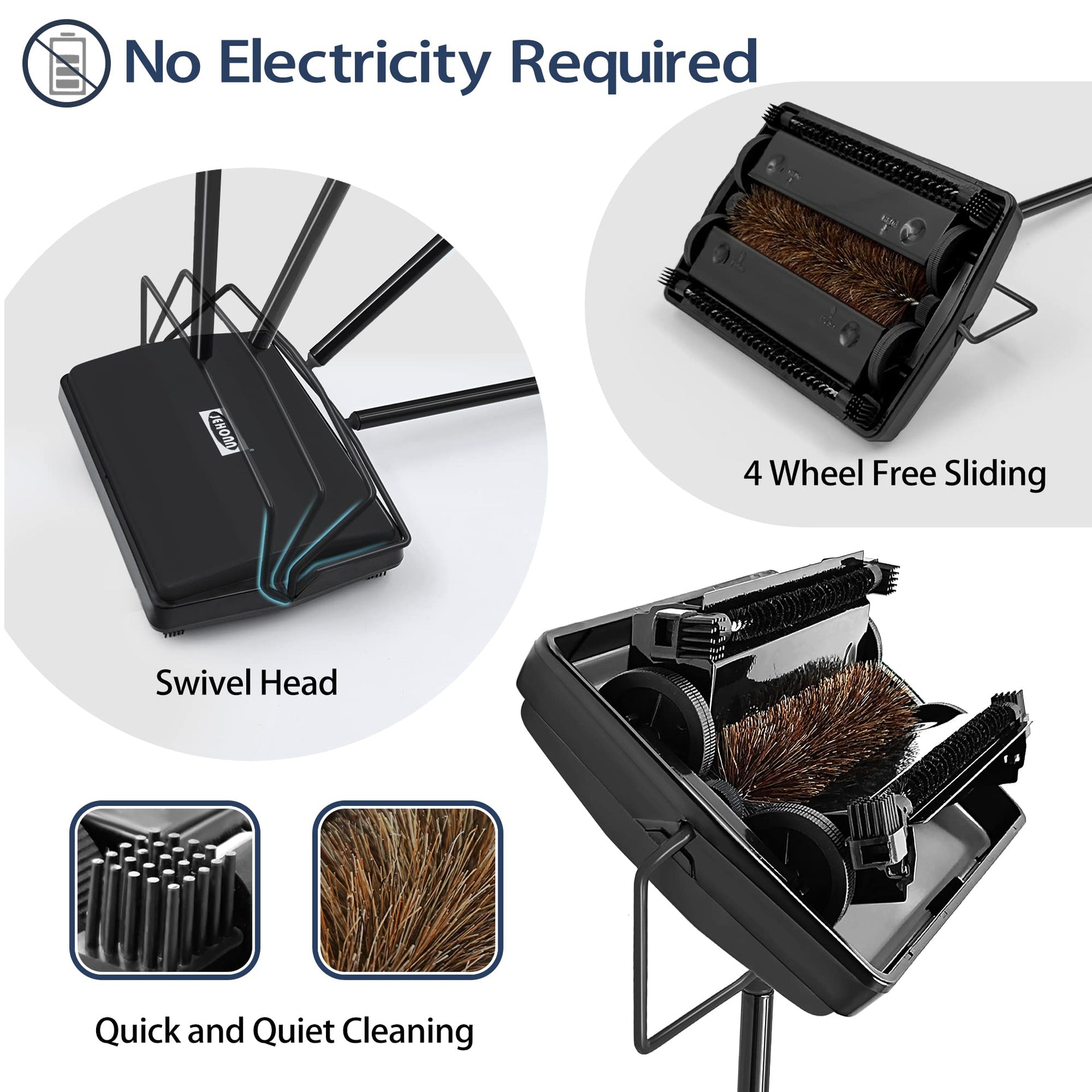 Carpet Floor Sweeper Manual with Horsehair