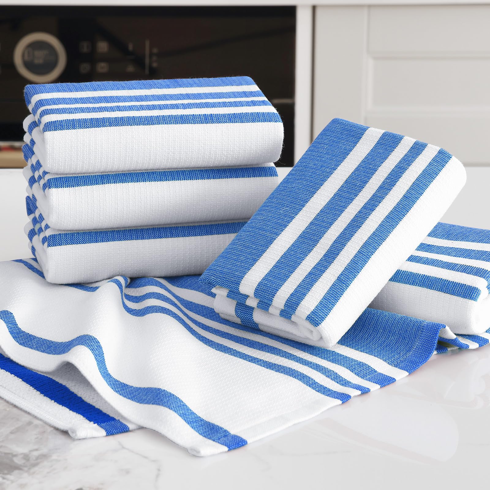 Premium Cotton Stripe Kitchen Towels 6 Pack (6 Count)