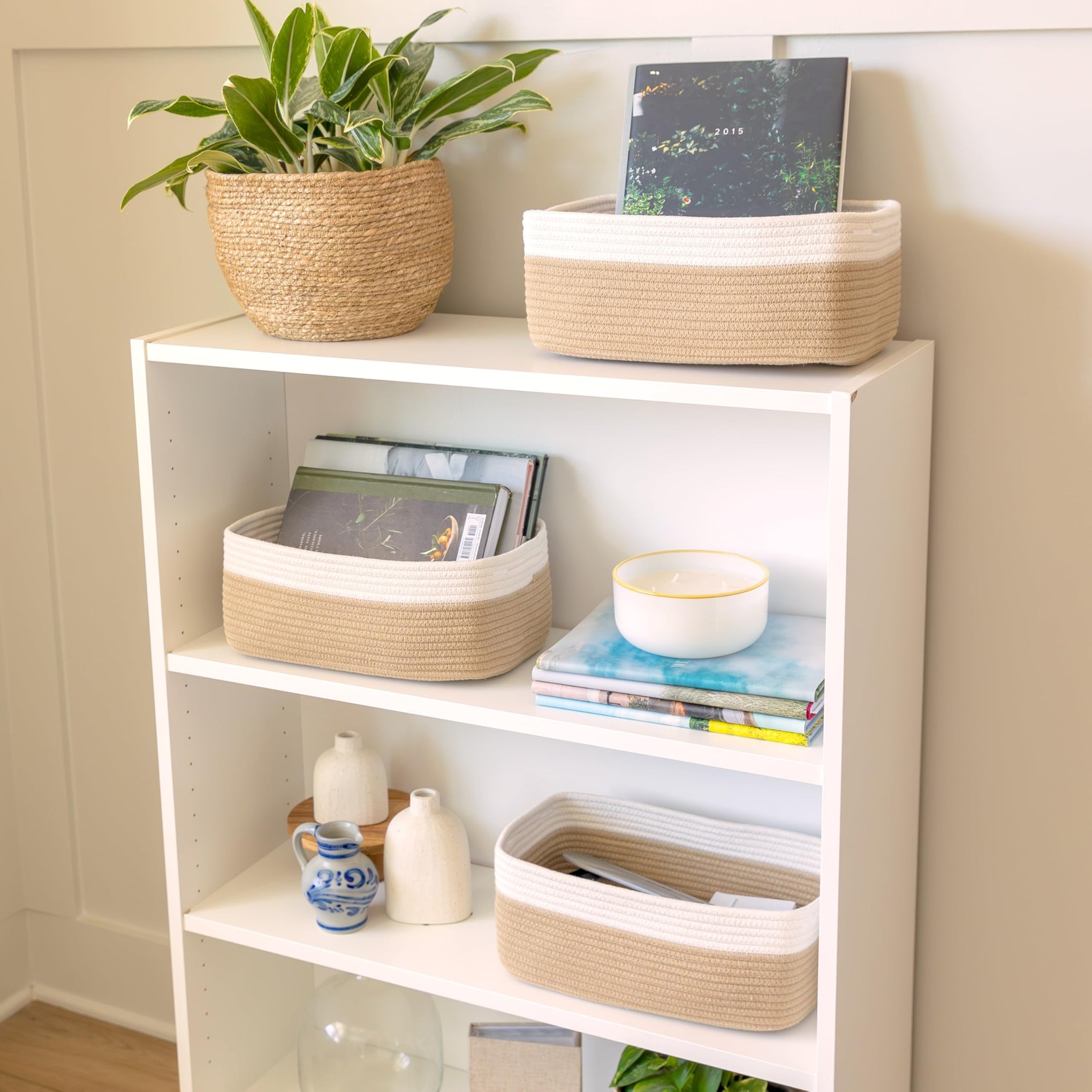 13.5”x8.5”x5.5” Storage Baskets for Shelves 3 Pack (3 Count)