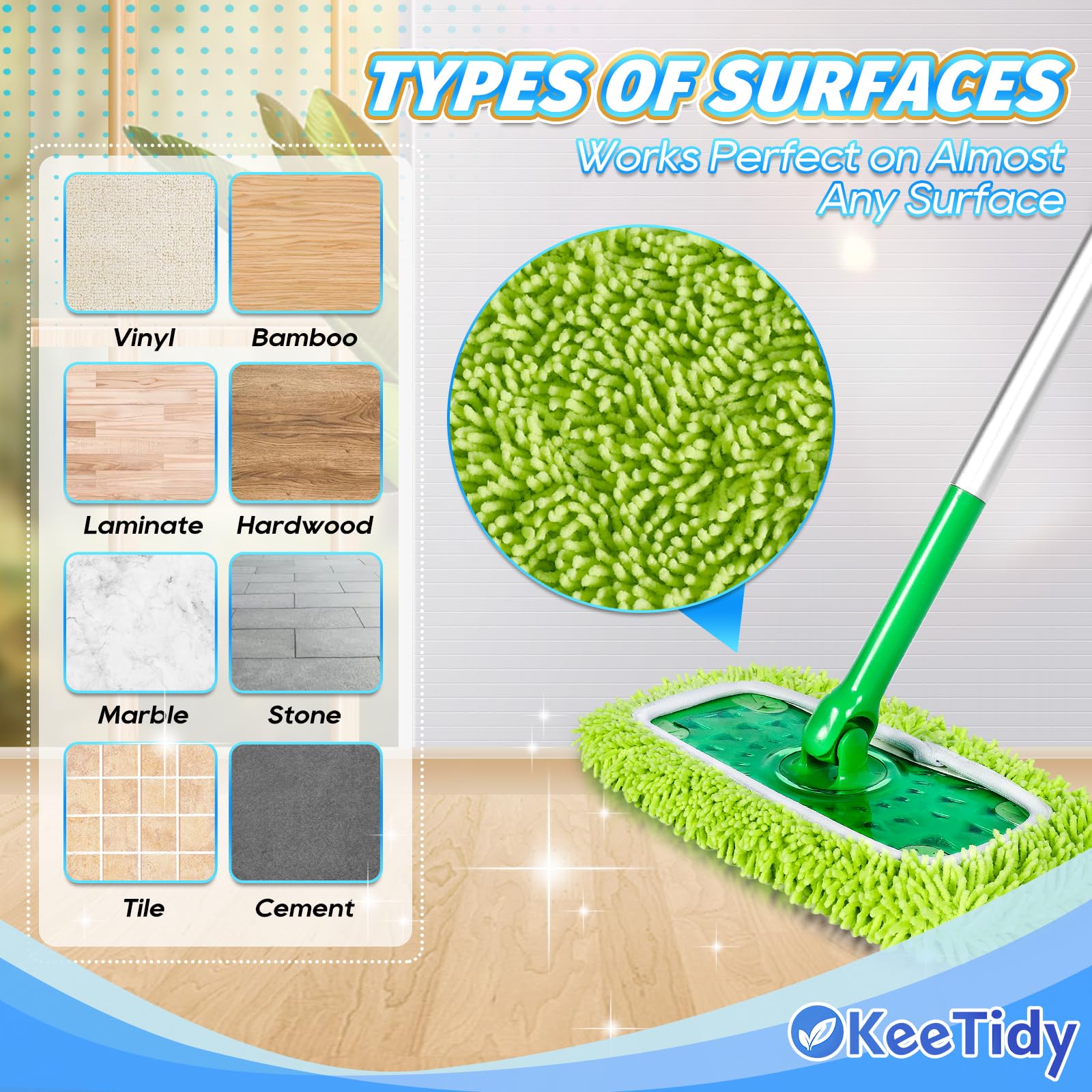 Reusable Microfiber Mop Pads Compatible with Swiffer Sweeper Mop (3 Count)