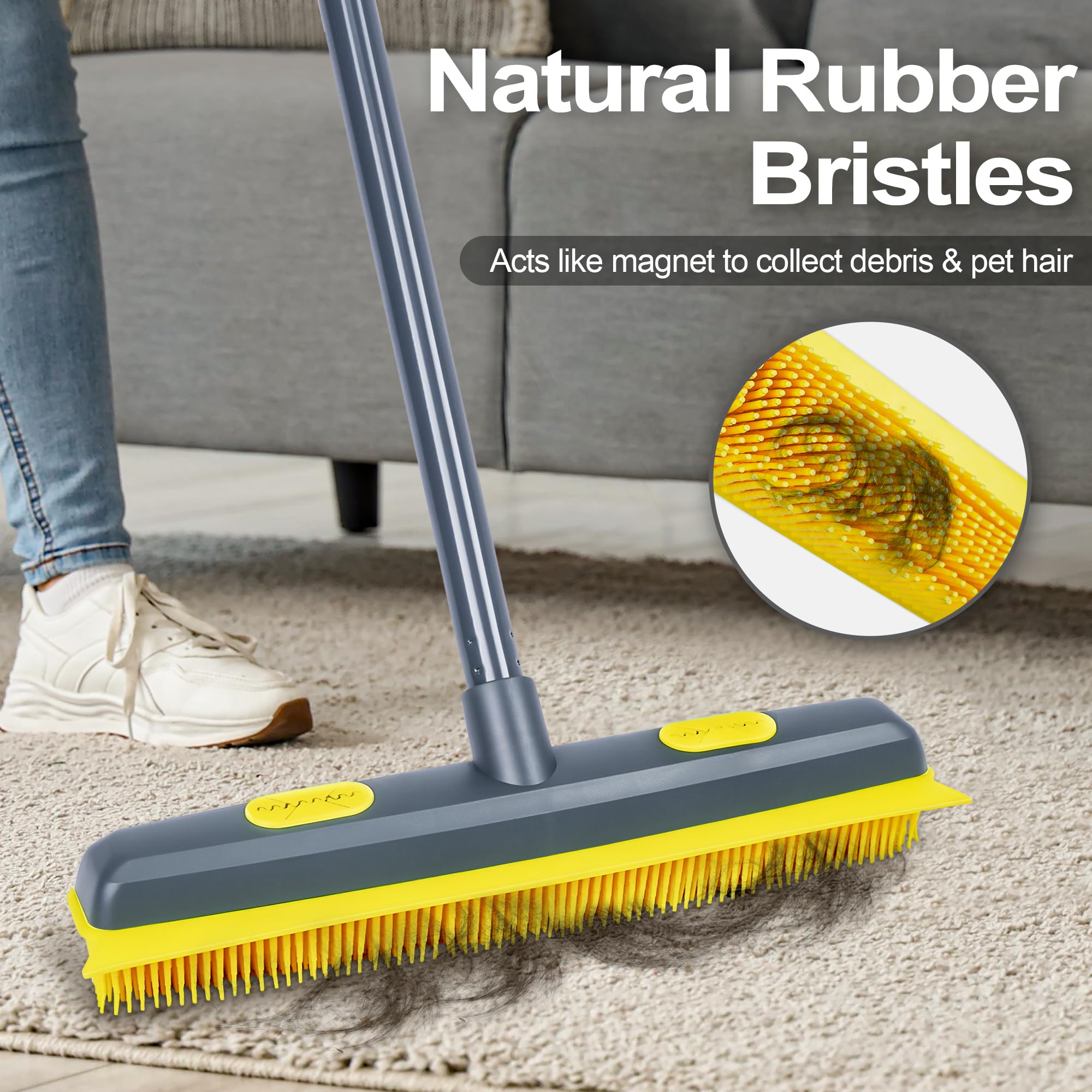 Rubber Pet Hair Removal Broom with Lint Fur Remover Tool