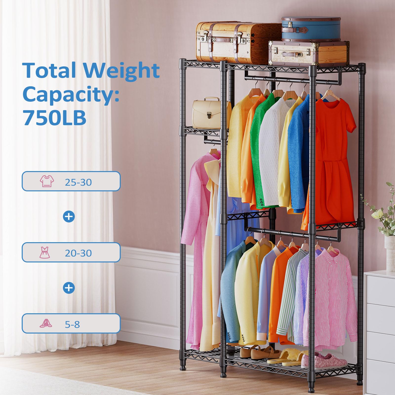 Heavy Duty Garment Rack Wire Clothes Rack for Hanging Clothes