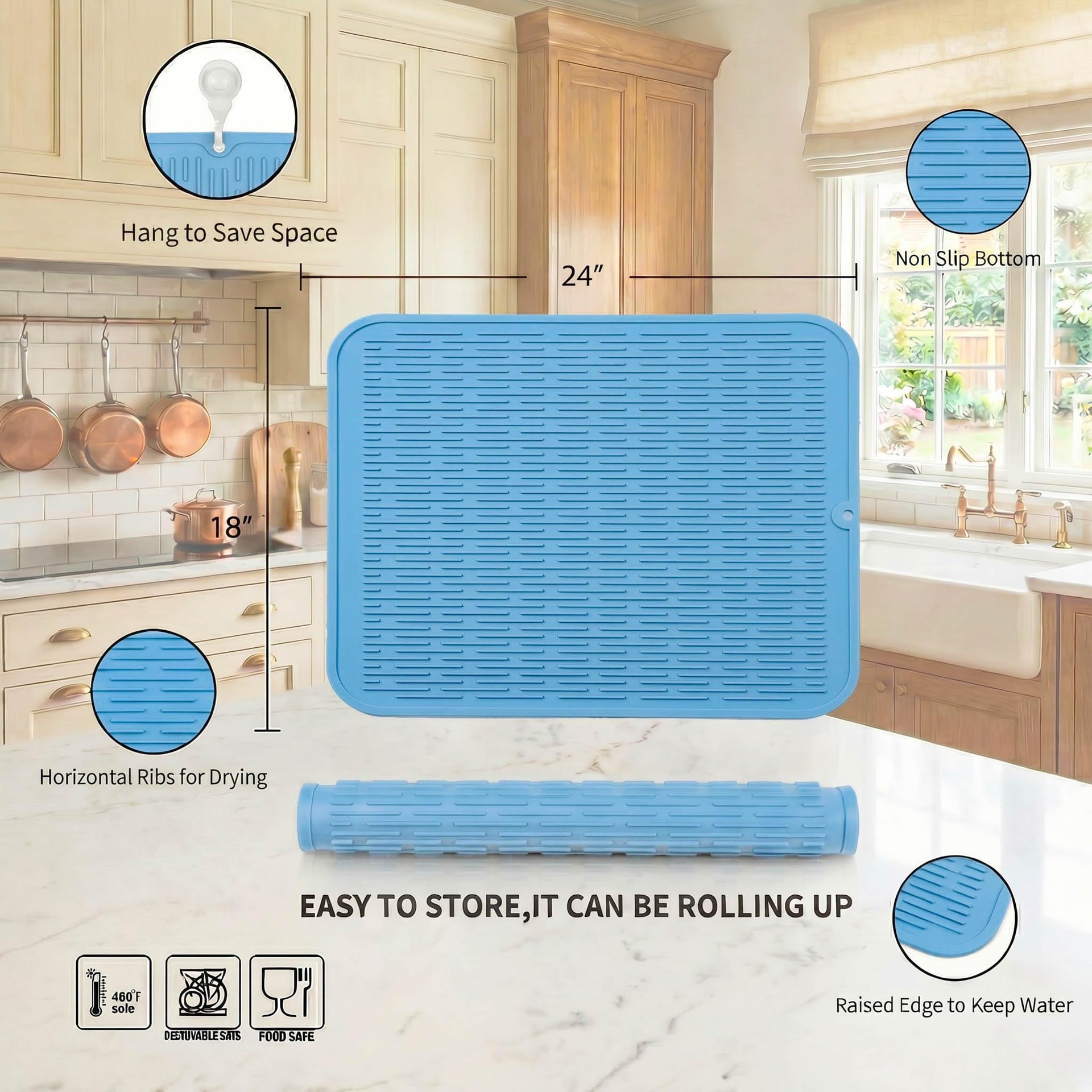 Silicone Dish Drying Mat for Multiple Usage