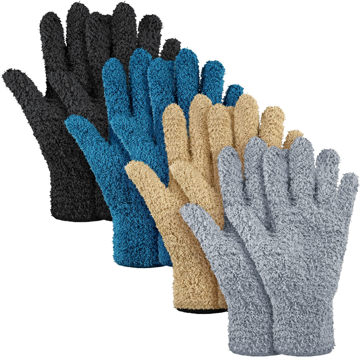 4 Pairs Microfiber Dusting Gloves Washable Reusable Cleaning Gloves Mittens for Plants House Cleaning Car Blinds