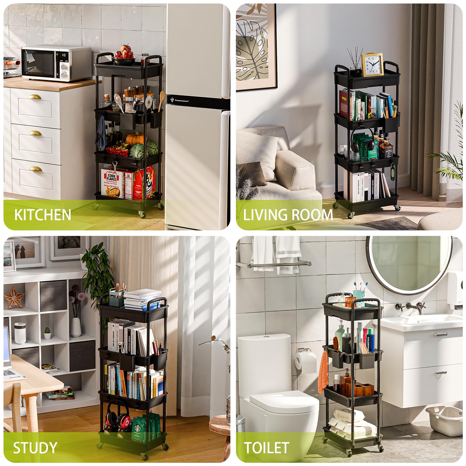 4 Tier Rolling Cart Organizer