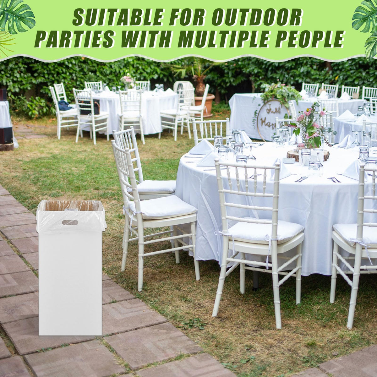 1 Pcs 13 Gallon Cardboard Trash Cans Disposable and Reusable Corrugated Cardboard Cans Recycling Bins Bulk with 2 Garbage Bags for Parties Events