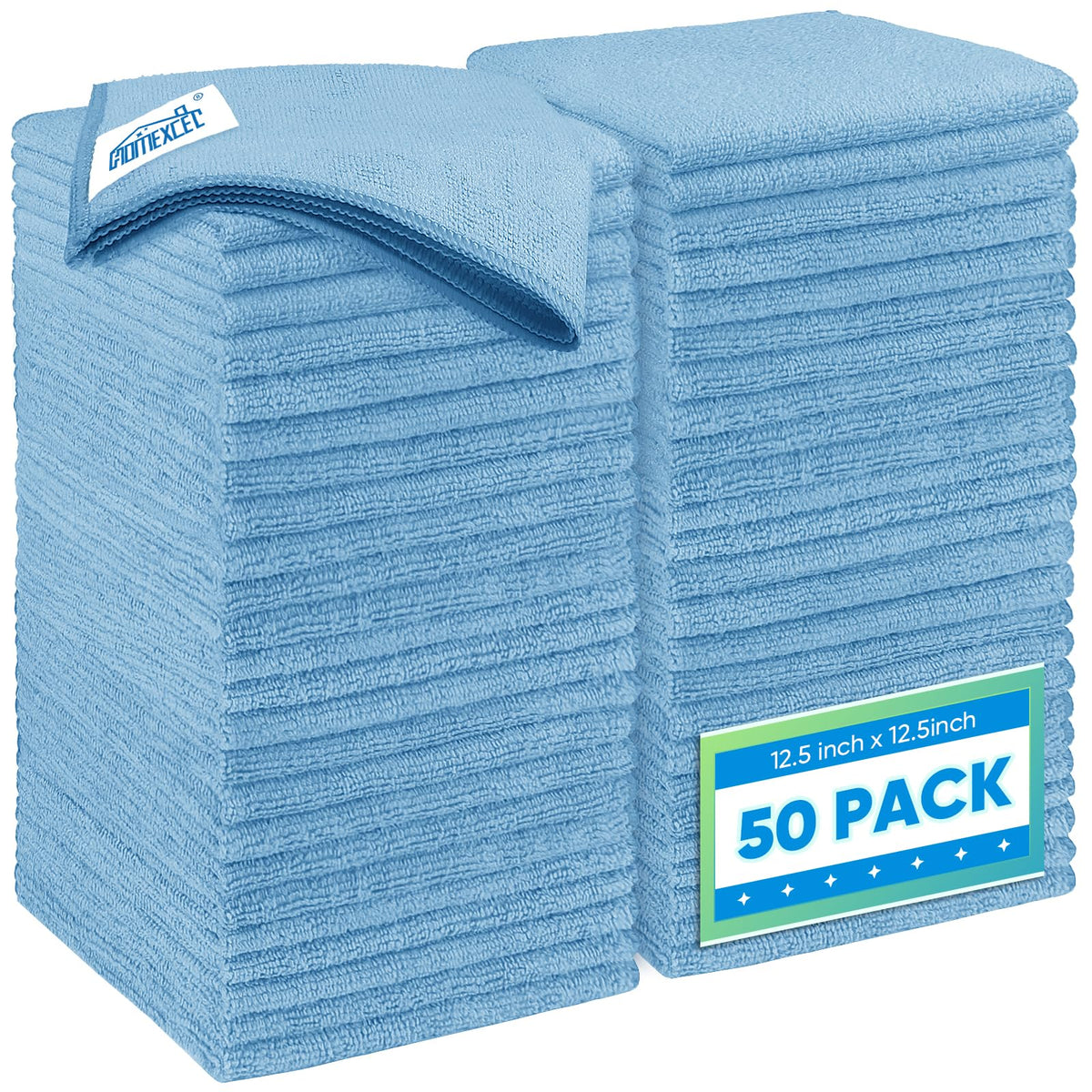 Blue Microfiber Cleaning Cloth 50 Pack (50 Count)