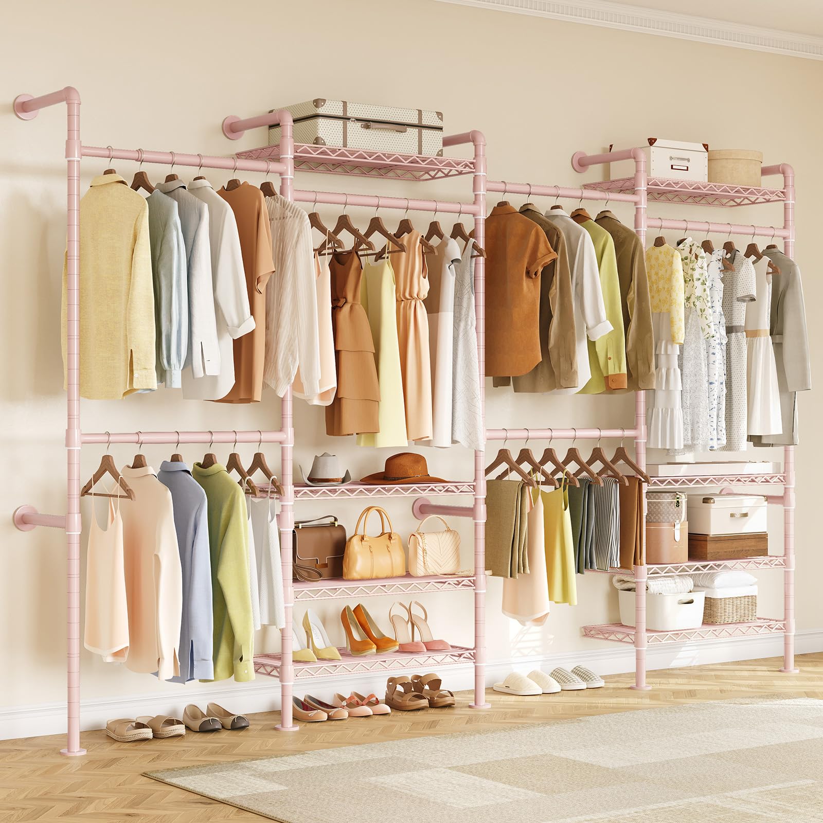L4 Wall Mounted Heavy Duty Corner Industrial Pipe Clothing Rack