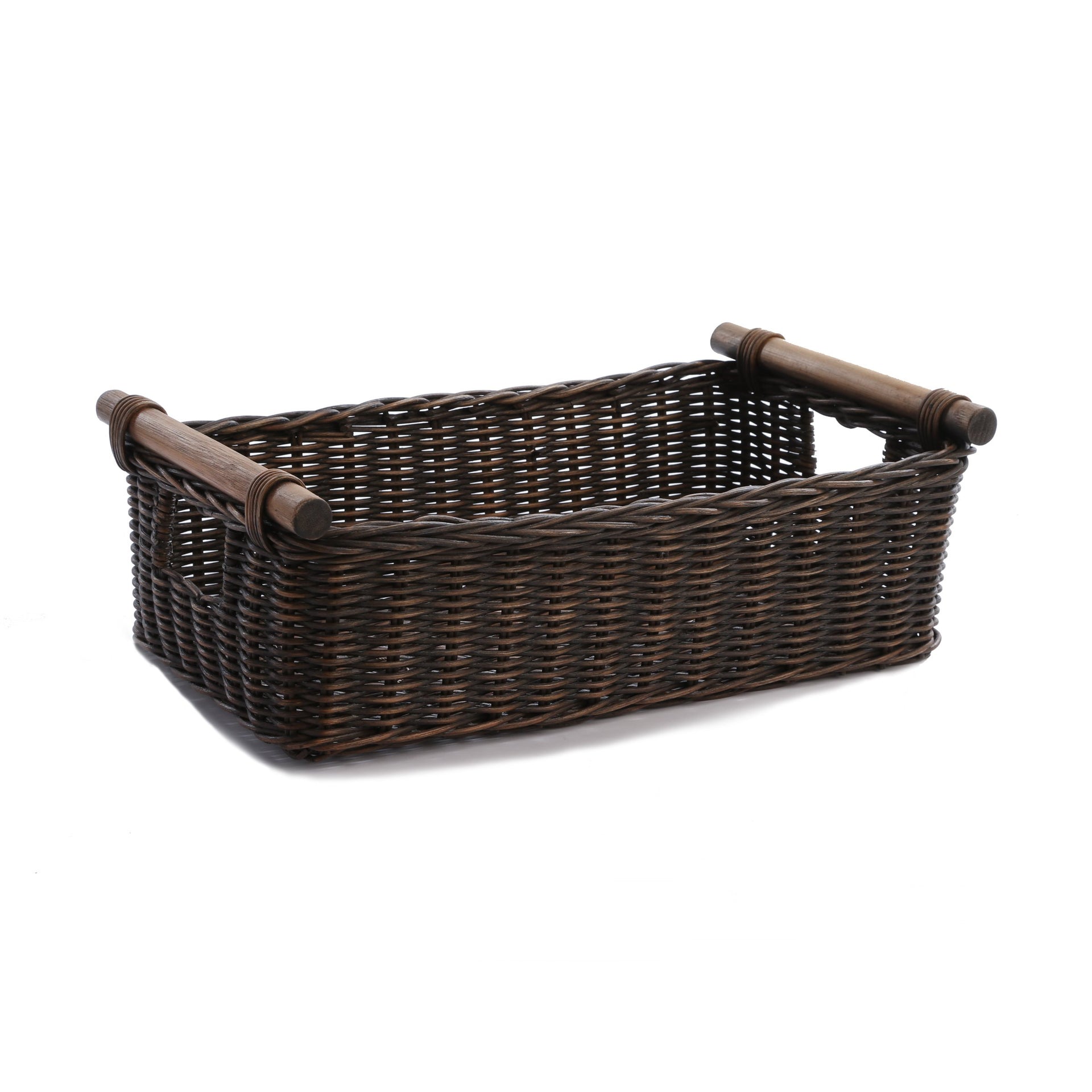 Low Pole Handle Wicker Storage Basket