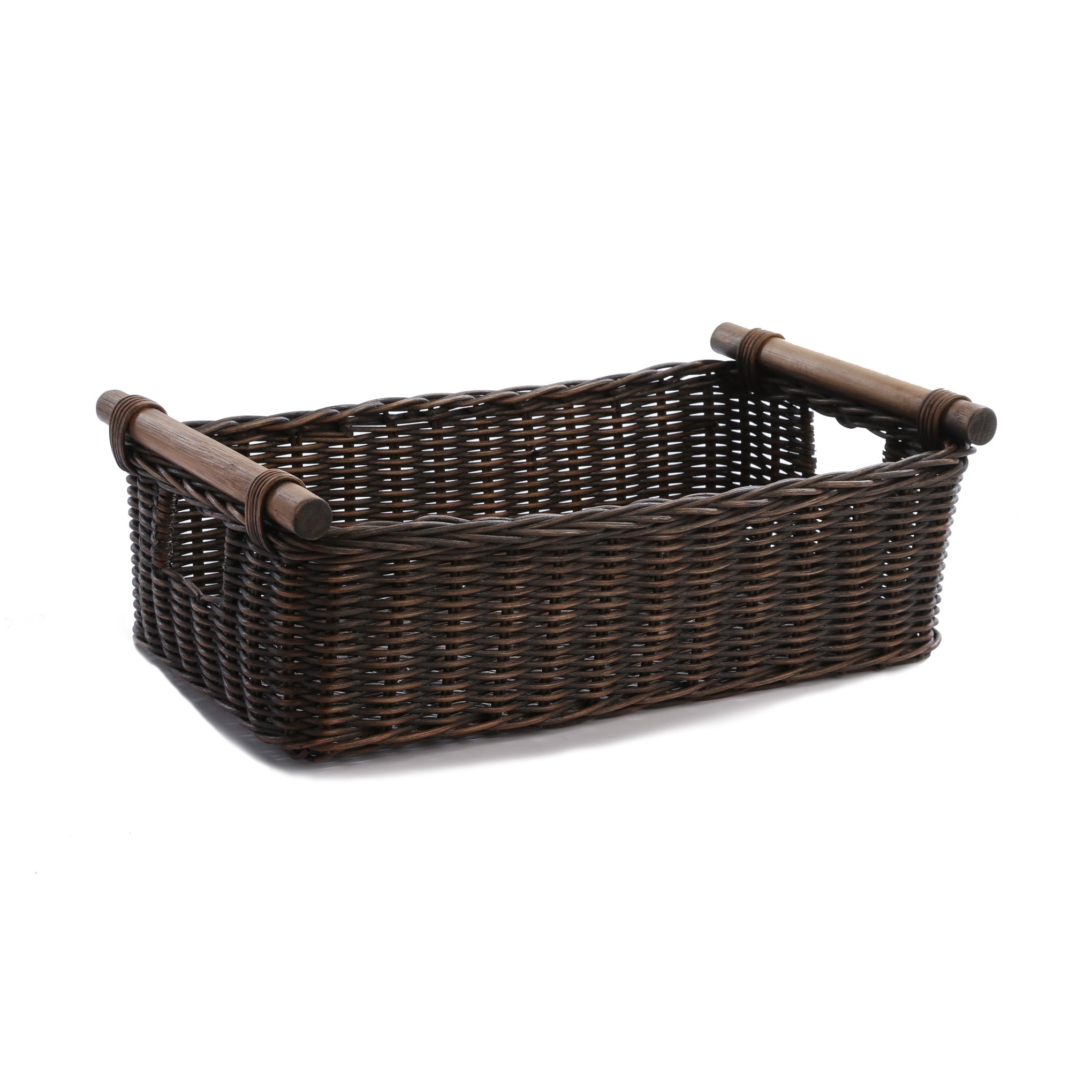 Low Pole Handle Wicker Storage Basket
