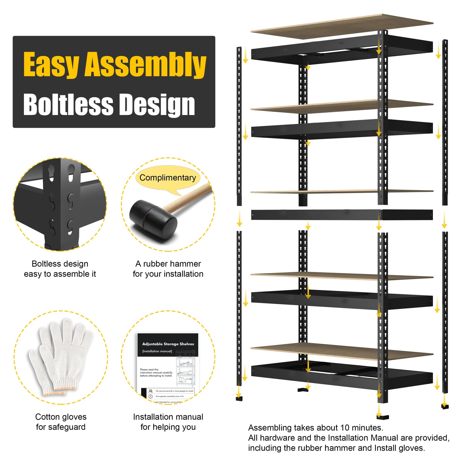 48"W x 24"D x 72"H Garage Storage Shelves (4 Count)