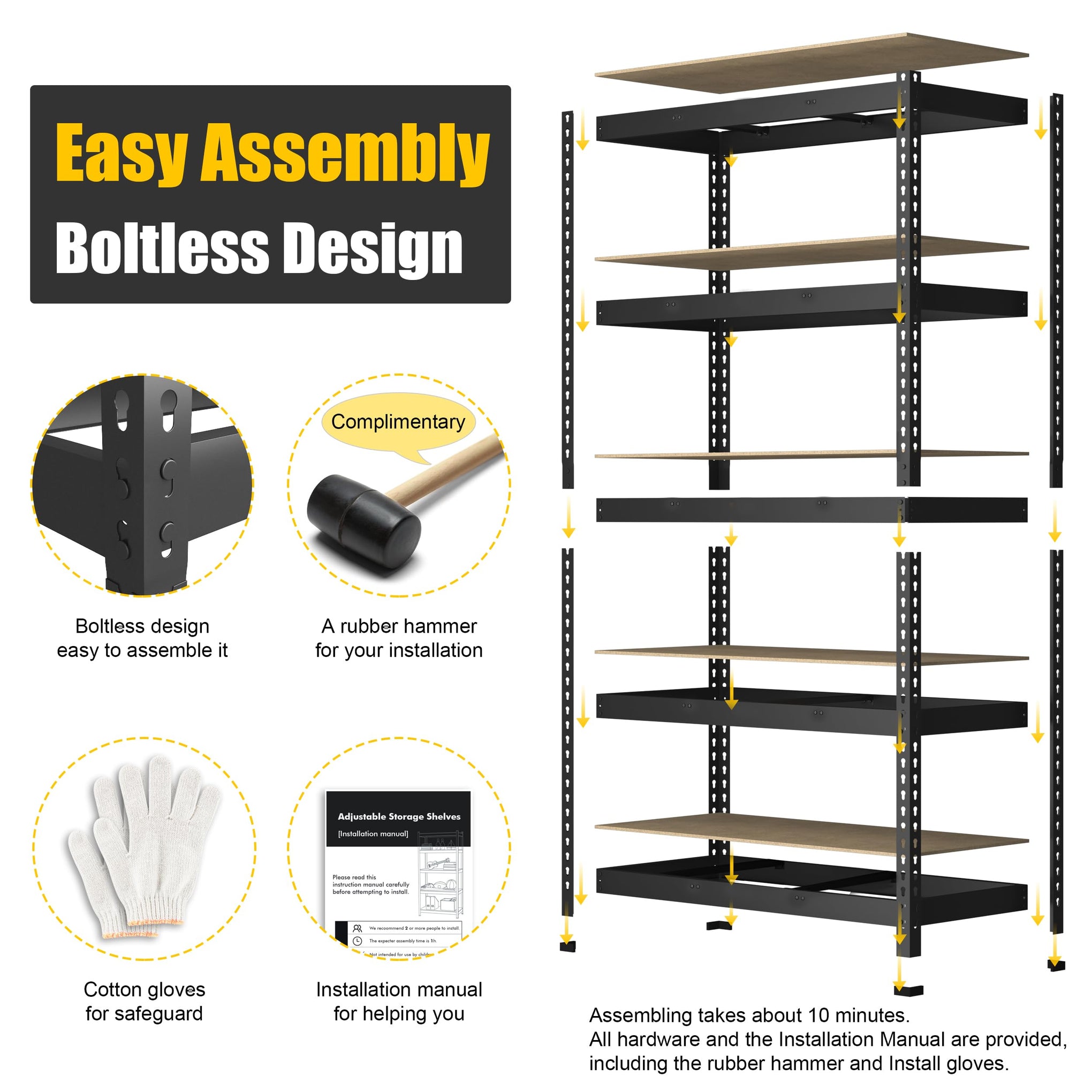 48"W x 24"D x 72"H Garage Storage Shelves (4 Count)