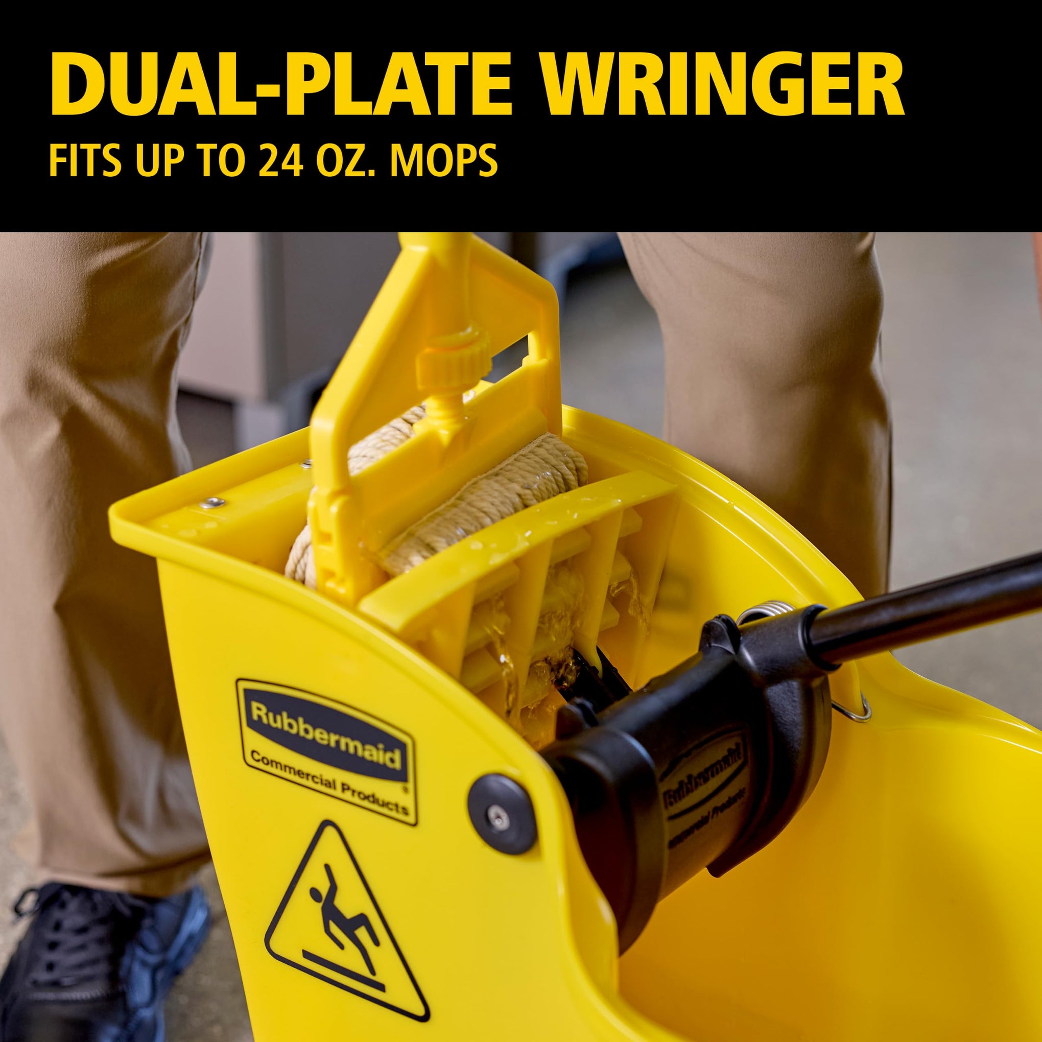 Rubbermaid Commercial 31 Quart Tandem Mop Bucket with Wringer and Drain