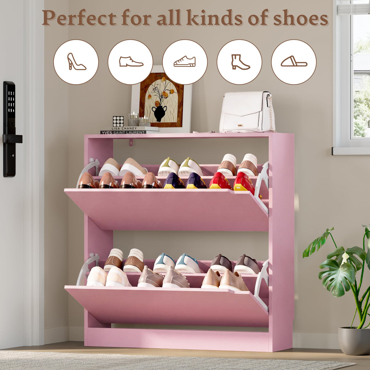 Shoe Cabinet with 2 Flip Drawers