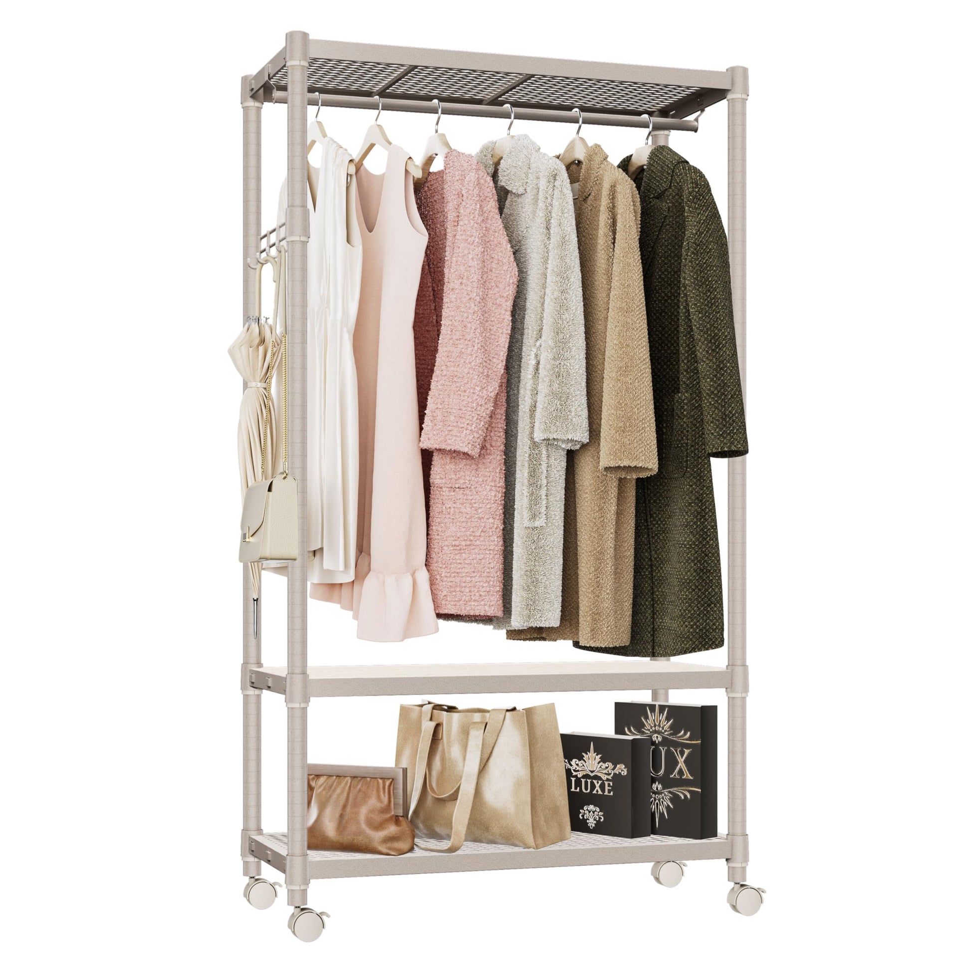 Heavy Duty Rolling Garment Rack Wire Clothes Rack for Hanging Clothes