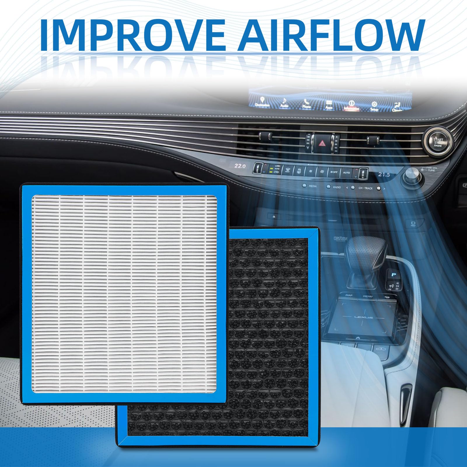 HEPA Cabin Air Filter With Activated Carbon Replacement CF10138 Compatible with Toyota Highlander 2001