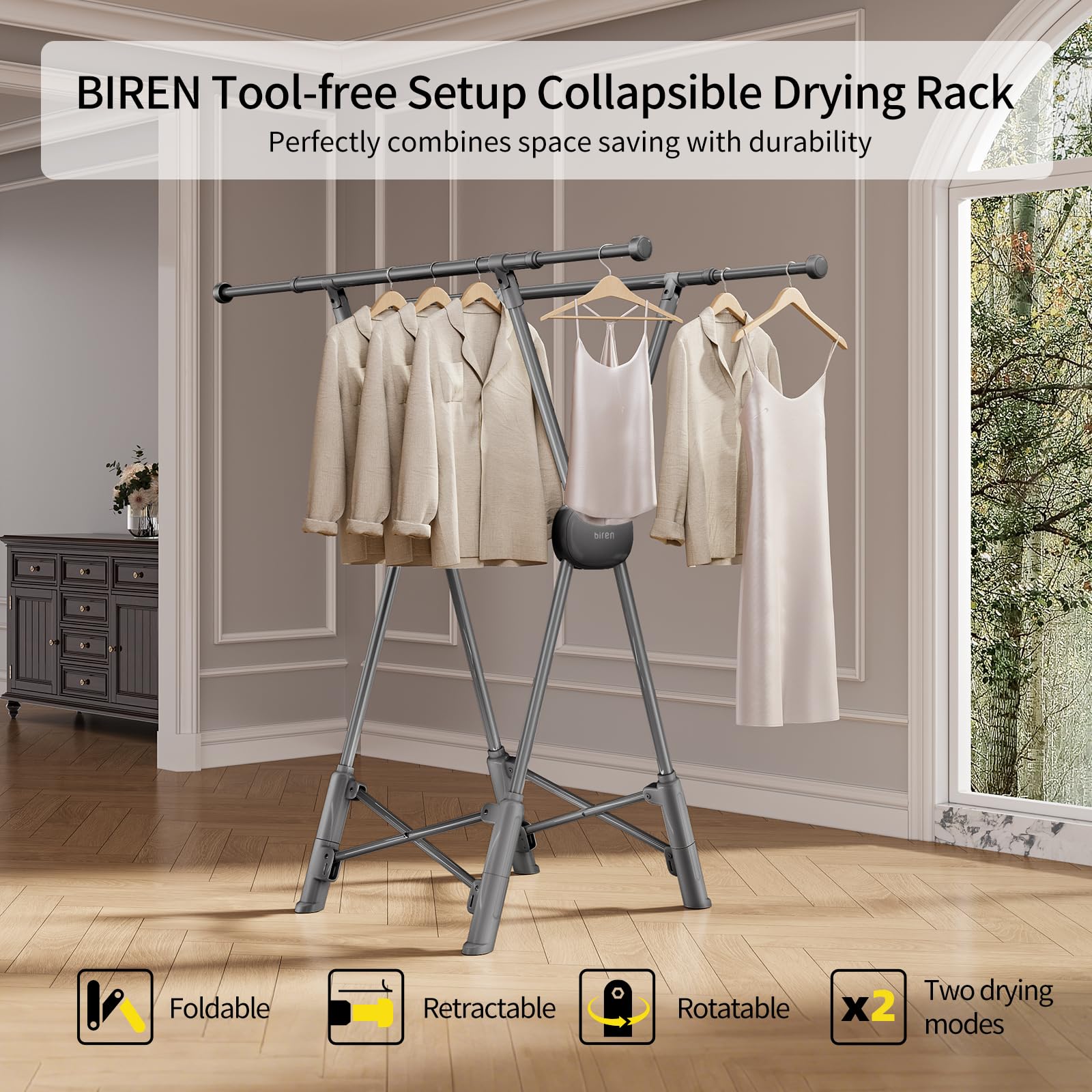 Clothes Drying Rack Heavy Duty Clothing Racks Foldable Laundry Rack Two Drying Modes Garment Racks for Drying Clothes