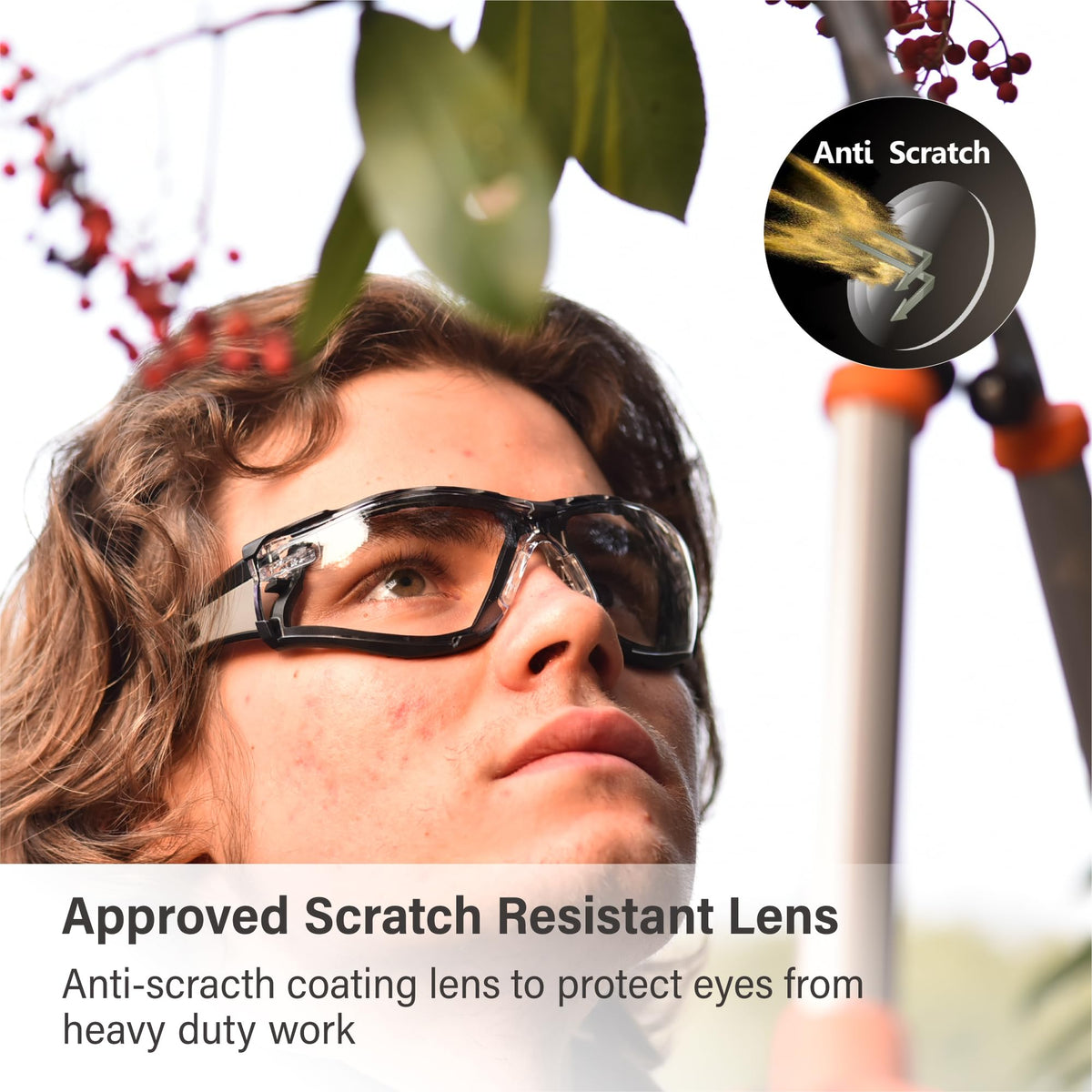 Safety Glasses Anti Fog Scratch Resistant ANSI Z87.1 CE Protective Eyewear with Foam Gasket Adjustable Strap