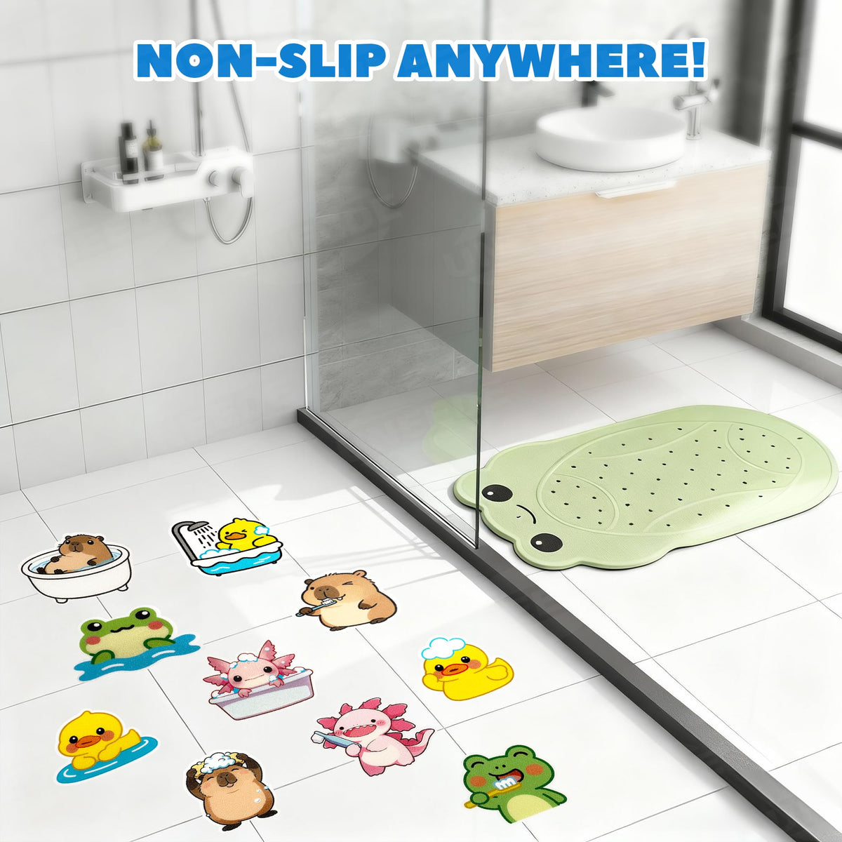 Kids Bathtub Mat Non Slip with 17PCS Bathtub Stickers for Toddlers