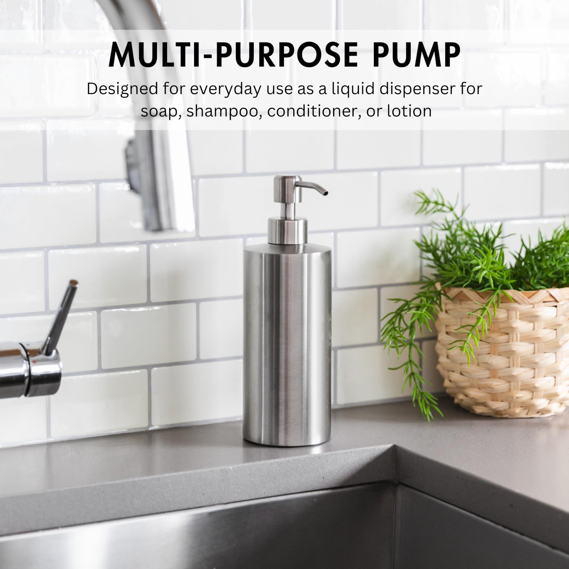 Silver Round Stainless Steel Soap Dispenser
