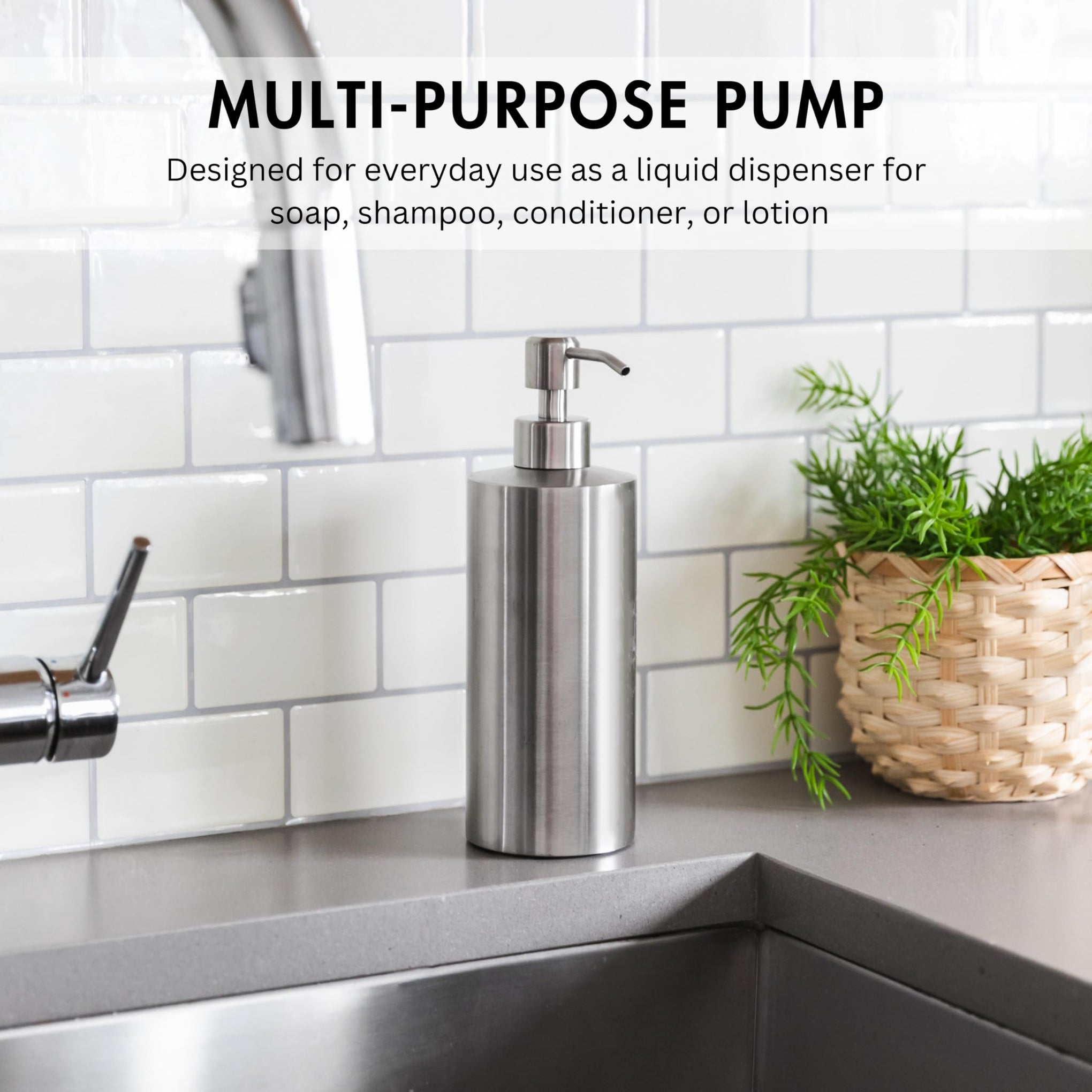 Silver Round Stainless Steel Soap Dispenser