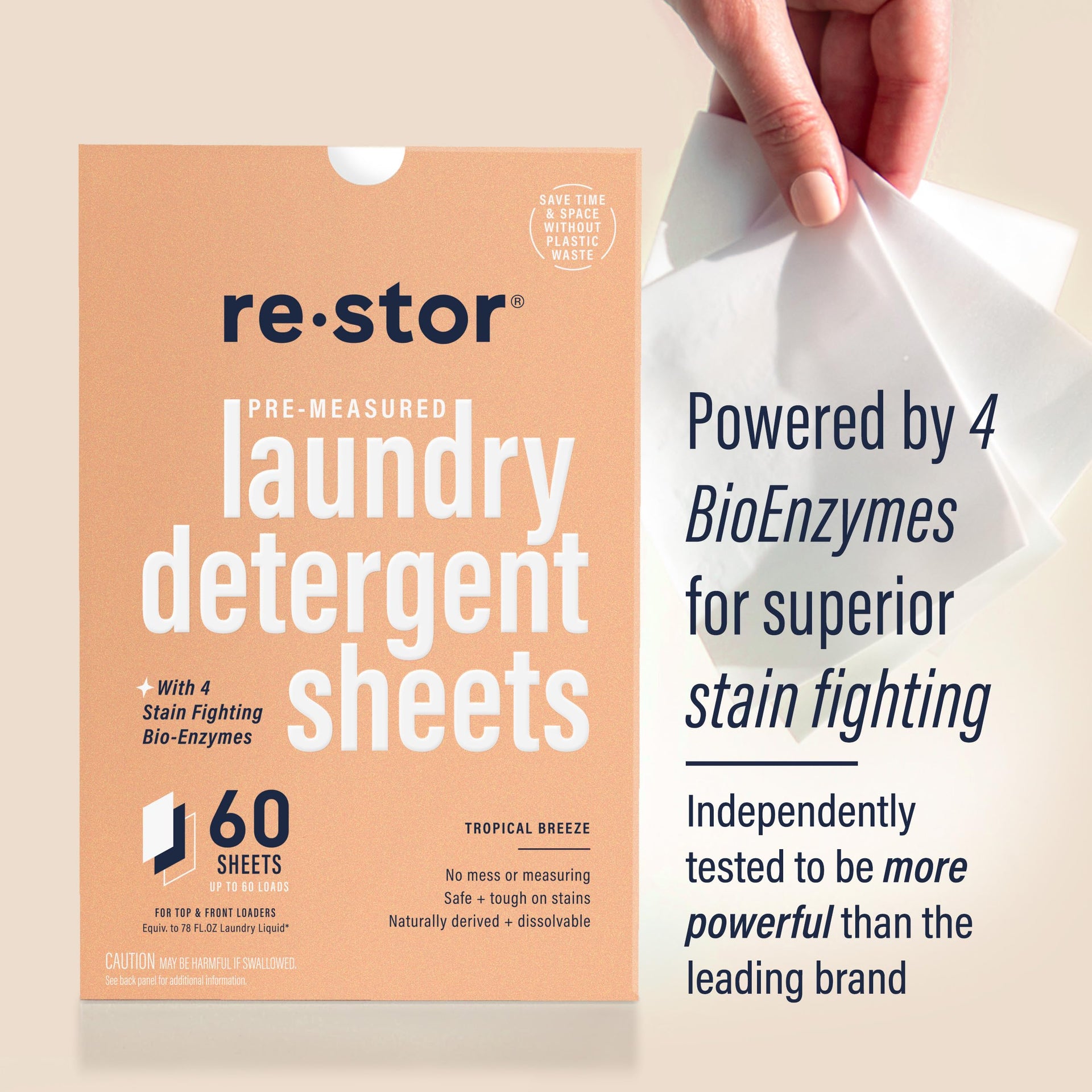 restor Laundry Detergent Sheets Tropical Breeze 60 Loads (60 Count)