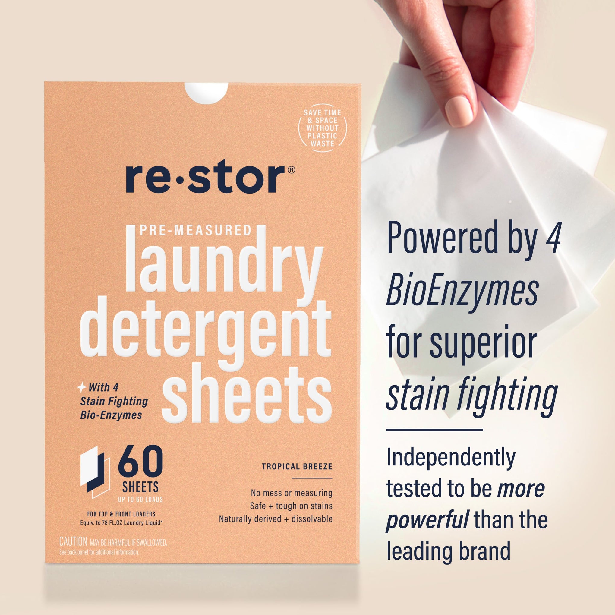 restor Laundry Detergent Sheets Tropical Breeze 60 Loads (60 Count)