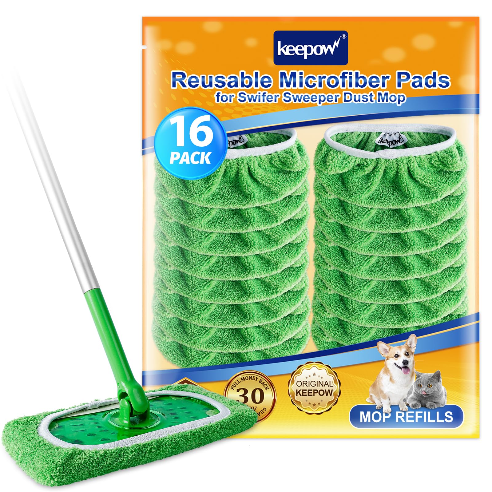 Reusable Wet Pads Compatible with Swiffer Sweeper Mop (16 Count)
