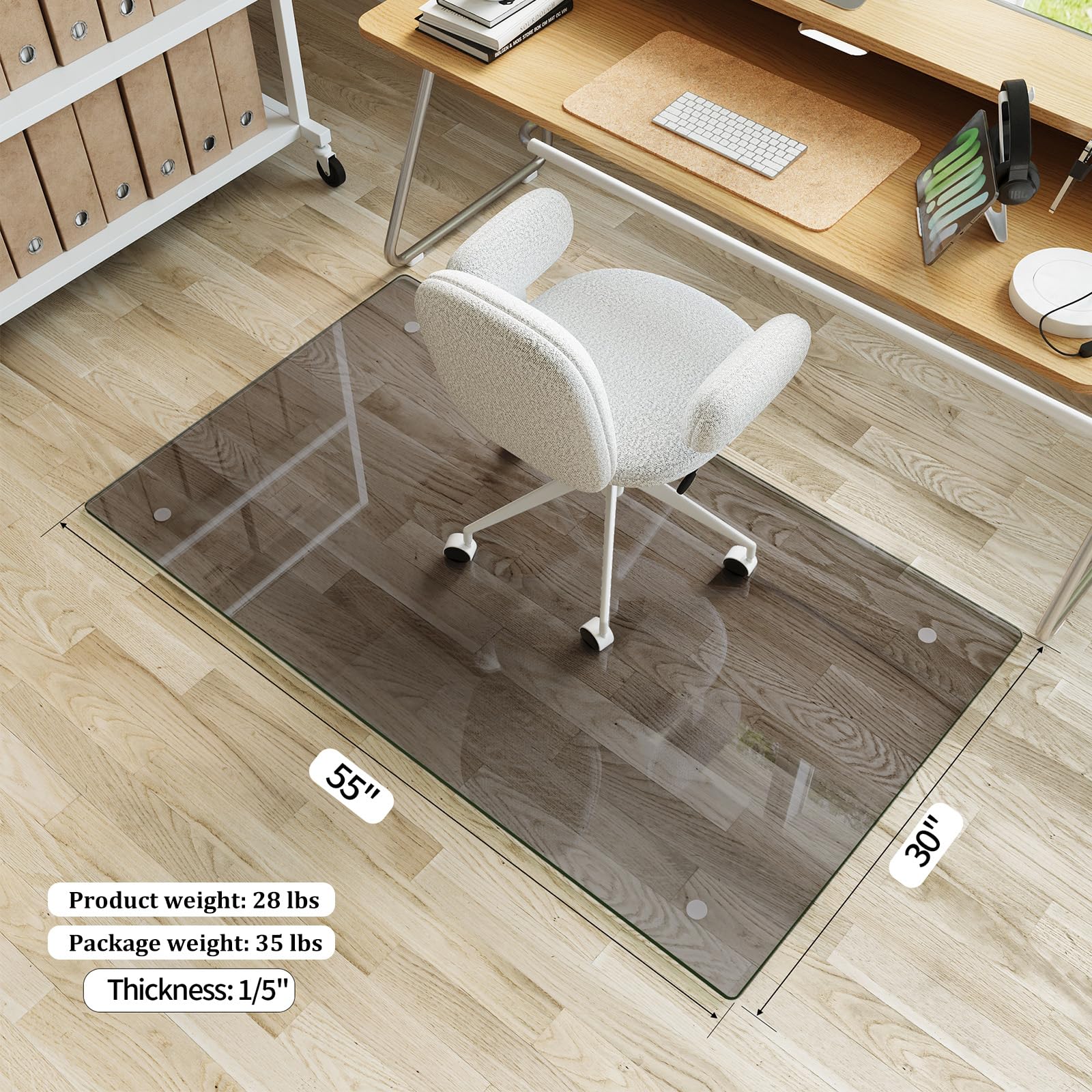 30" x 55" Office Chair Mat for Hardwood Floors & Carpets