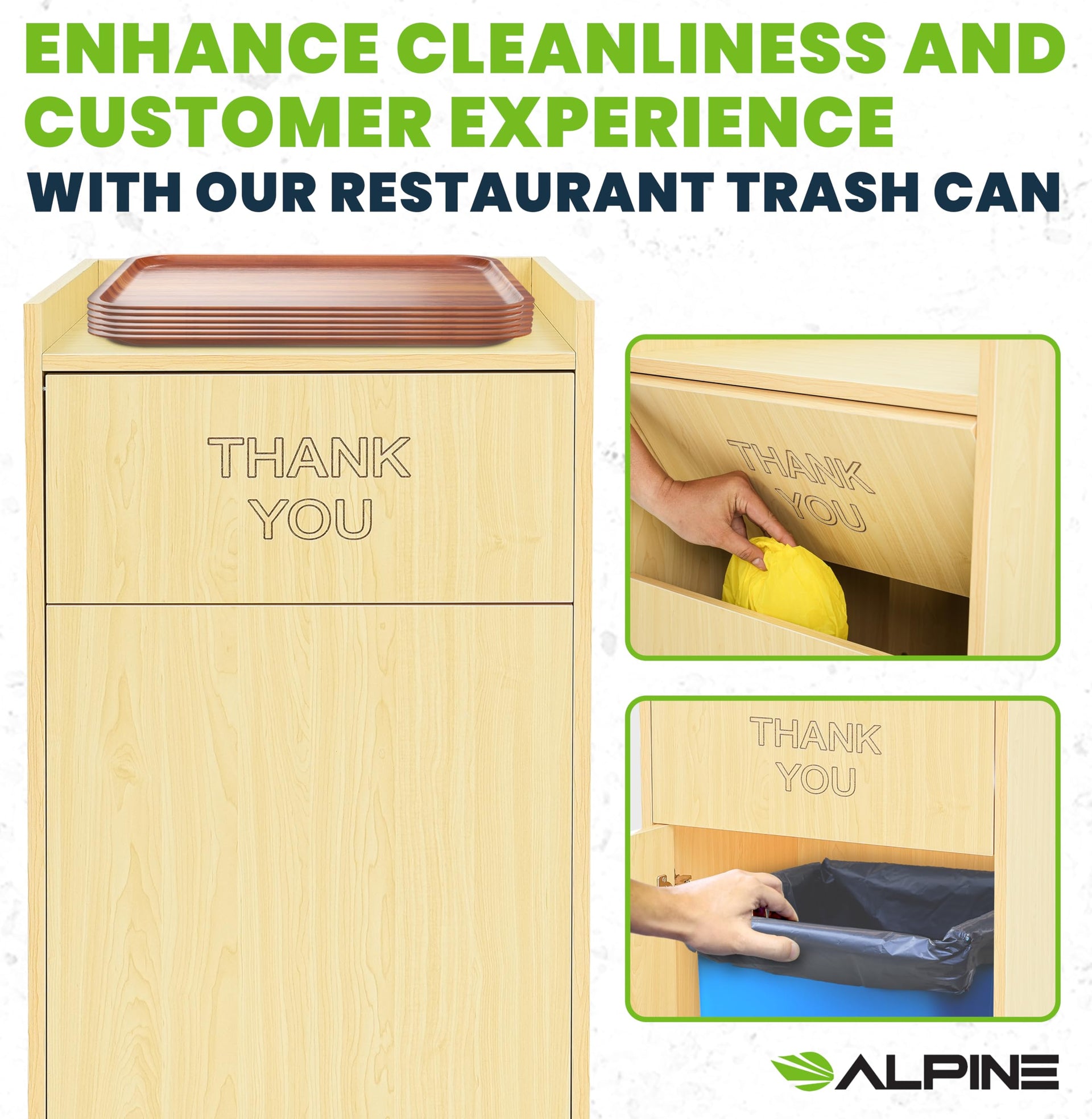 Restaurant Trash Can Cabinet with Tray Holder