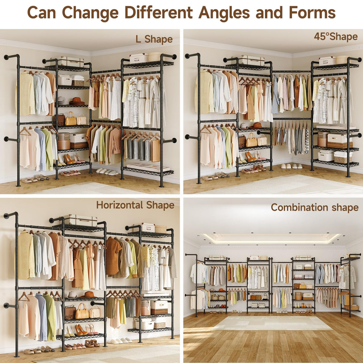 L4 Wall Mounted Heavy Duty Corner Industrial Pipe Clothing Rack
