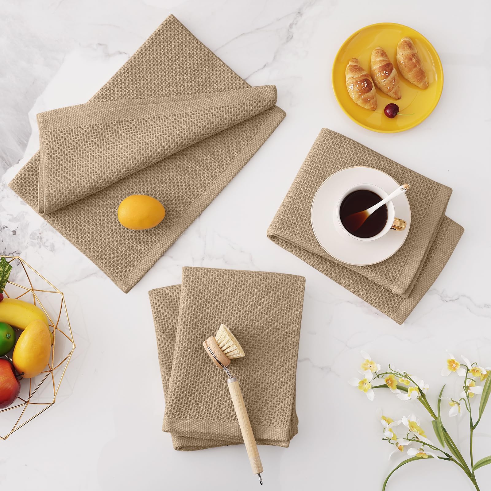 100% Cotton Oversized Waffle Weave Kitchen Towels 4 (4 Count)