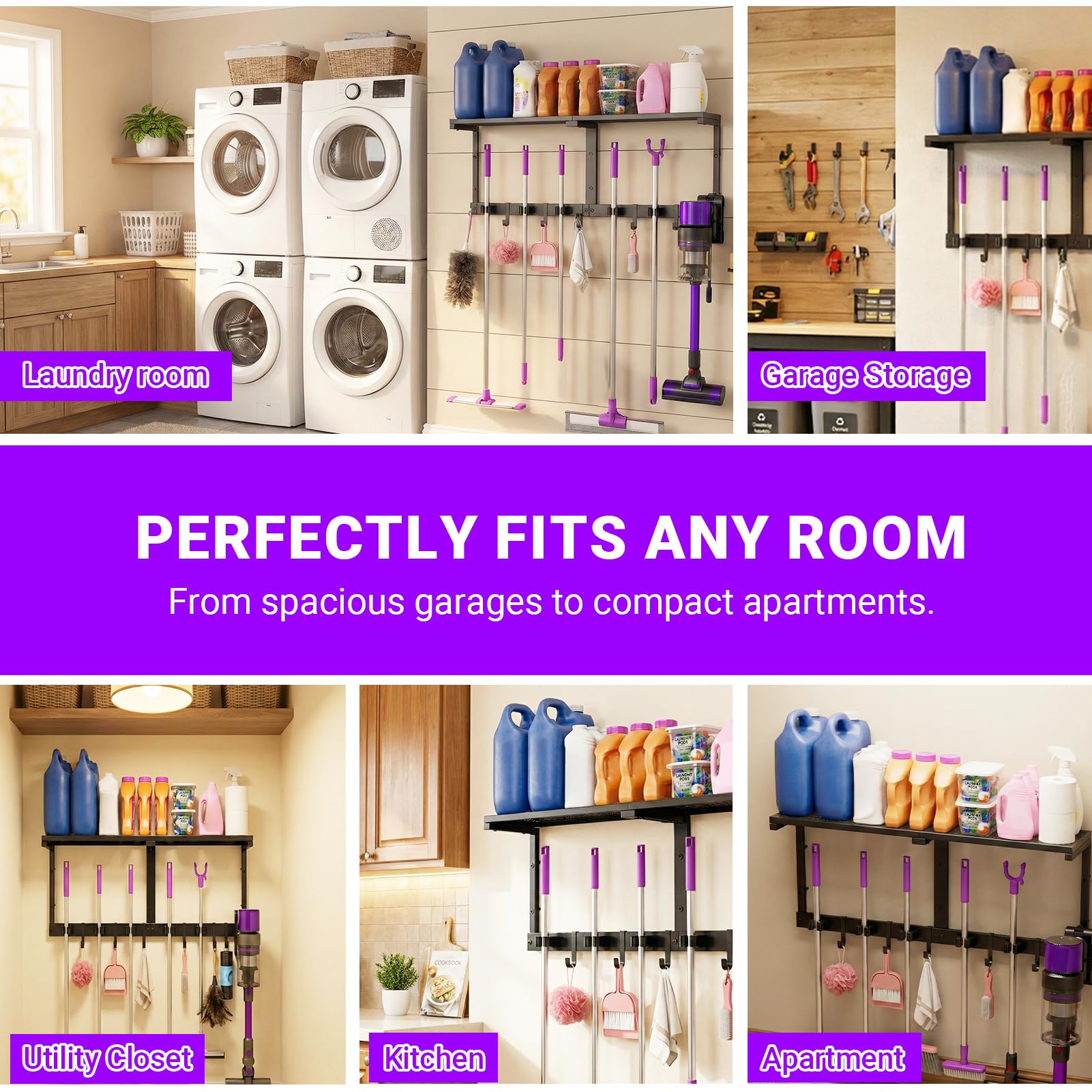Heavy Duty Broom Holder Wall Mount
