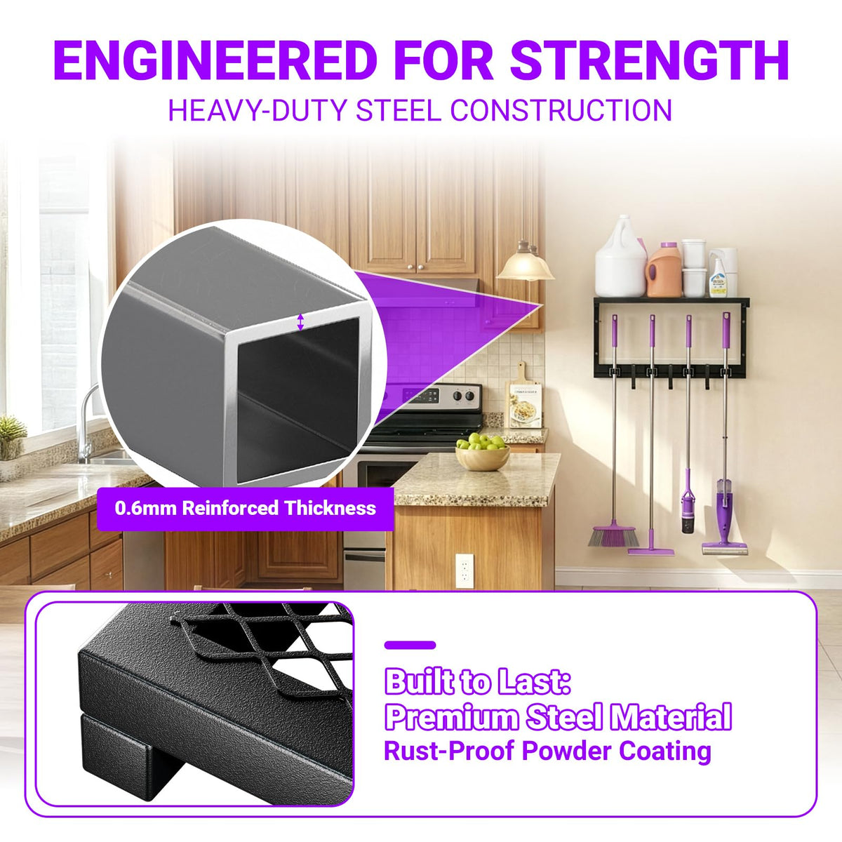 Heavy Duty Broom Holder Wall Mount