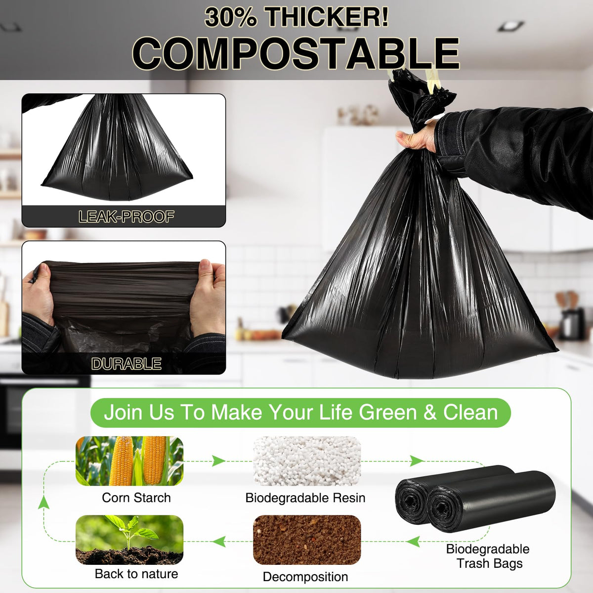 Small Bathroom Trash Can with Lid Soft Close (80 Count)